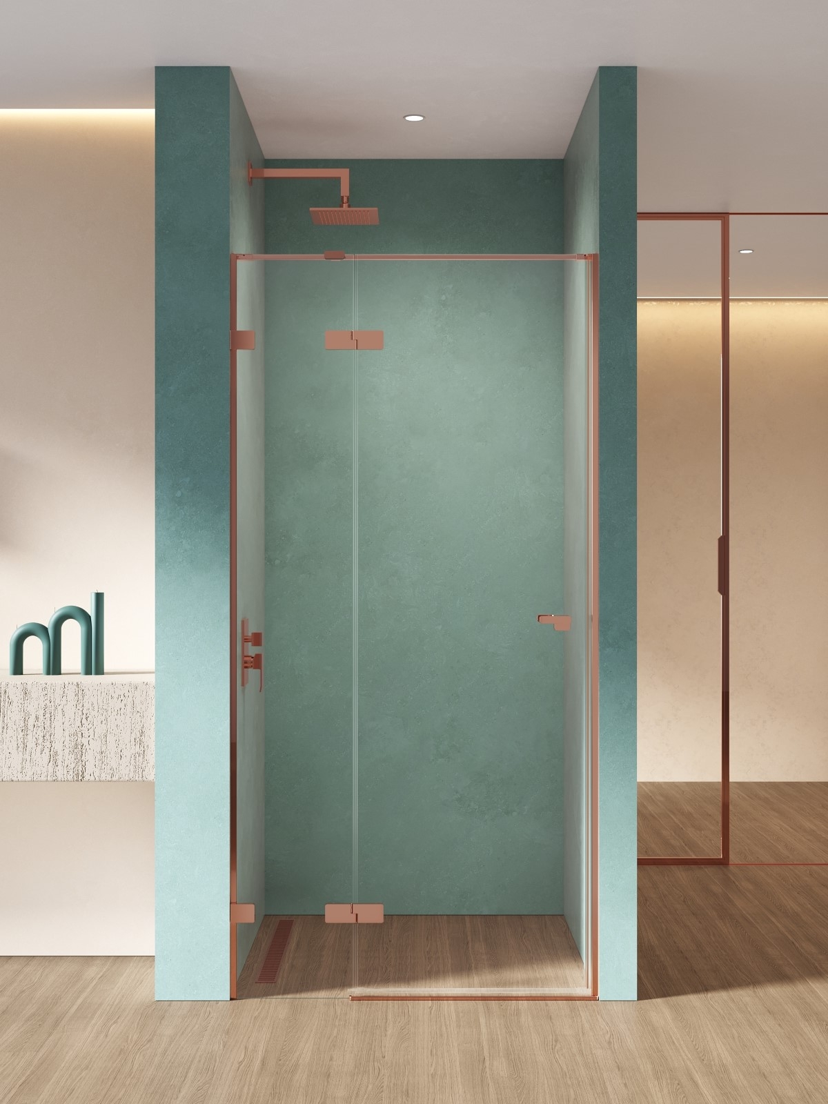 New Trendy Eventa Copper Shine Duschtüren 120 cm aufklappbar kupfer Glanz/durchsichtiges Glas EXK-6360