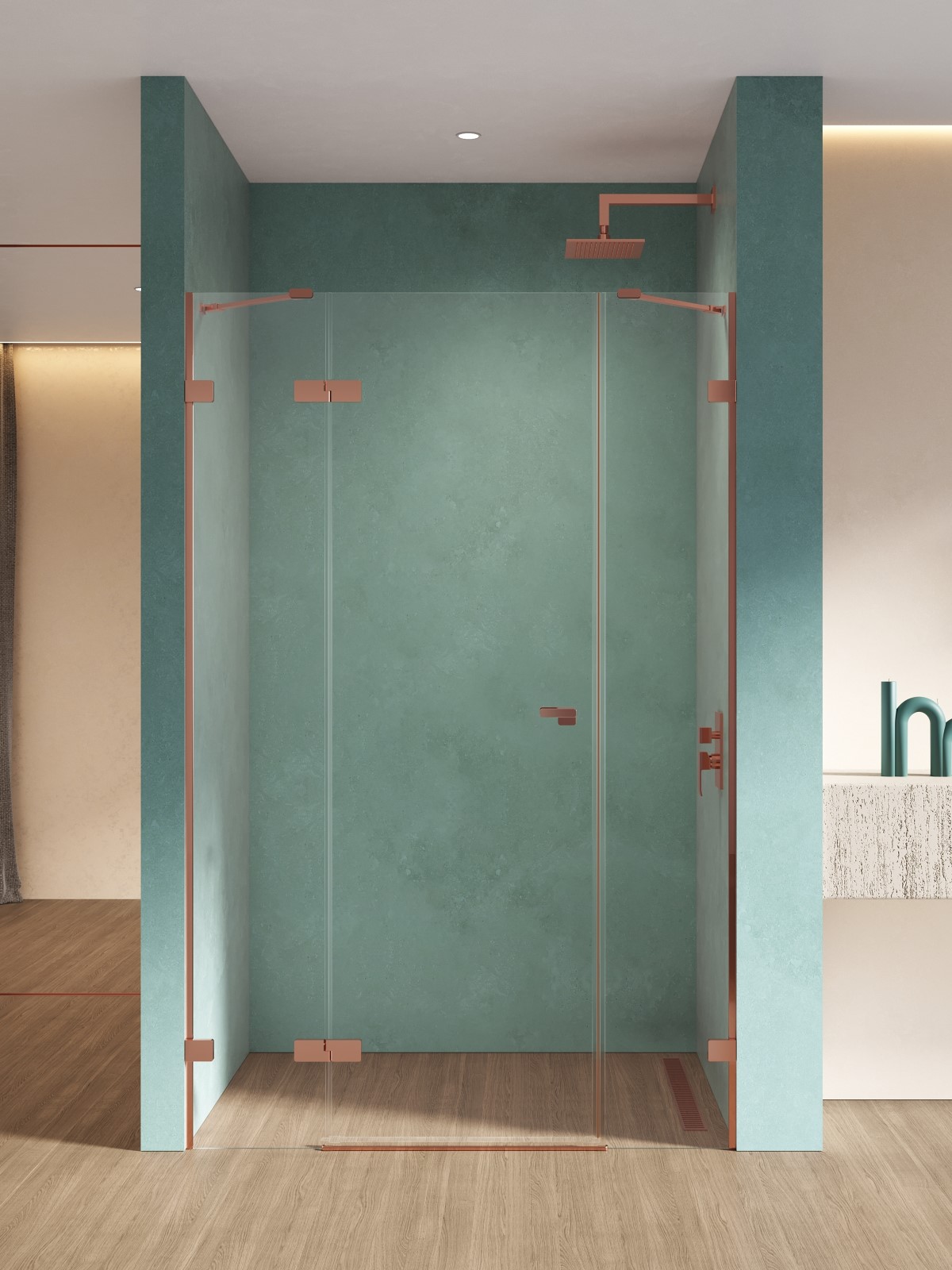 New Trendy Eventa Copper Shine Duschtüren 110 cm aufklappbar kupfer Glanz/durchsichtiges Glas EXK-6362