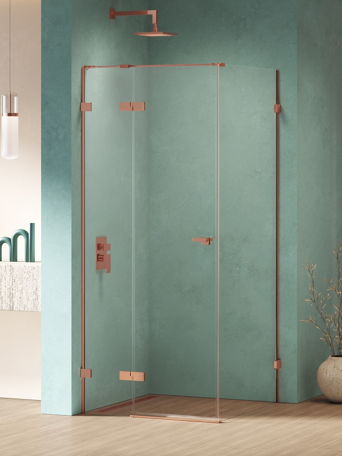 New Trendy Eventa Copper Shine Dusche 120x100 cm rechteckig kupfer Glanz/durchsichtiges Glas EXK-6387