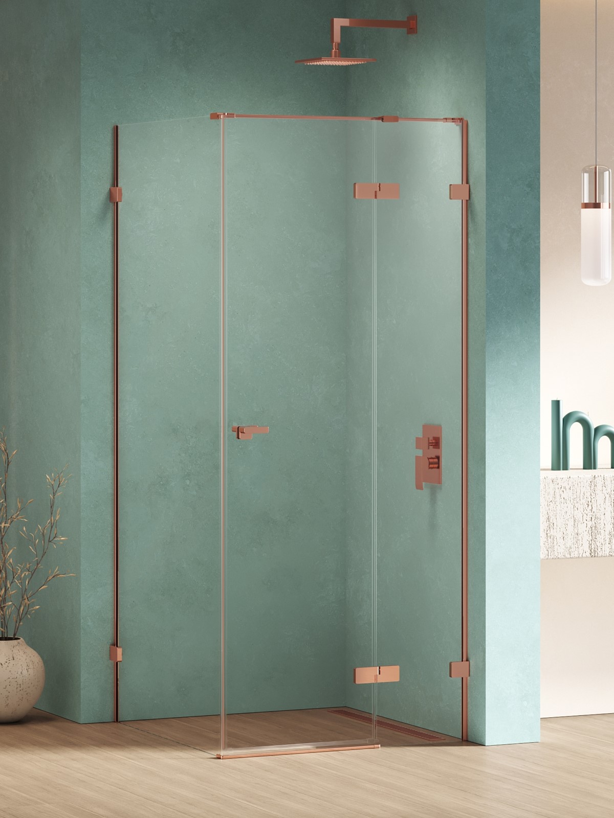 New Trendy Eventa Copper Shine Dusche 120x90 cm rechteckig kupfer Glanz/durchsichtiges Glas EXK-6426