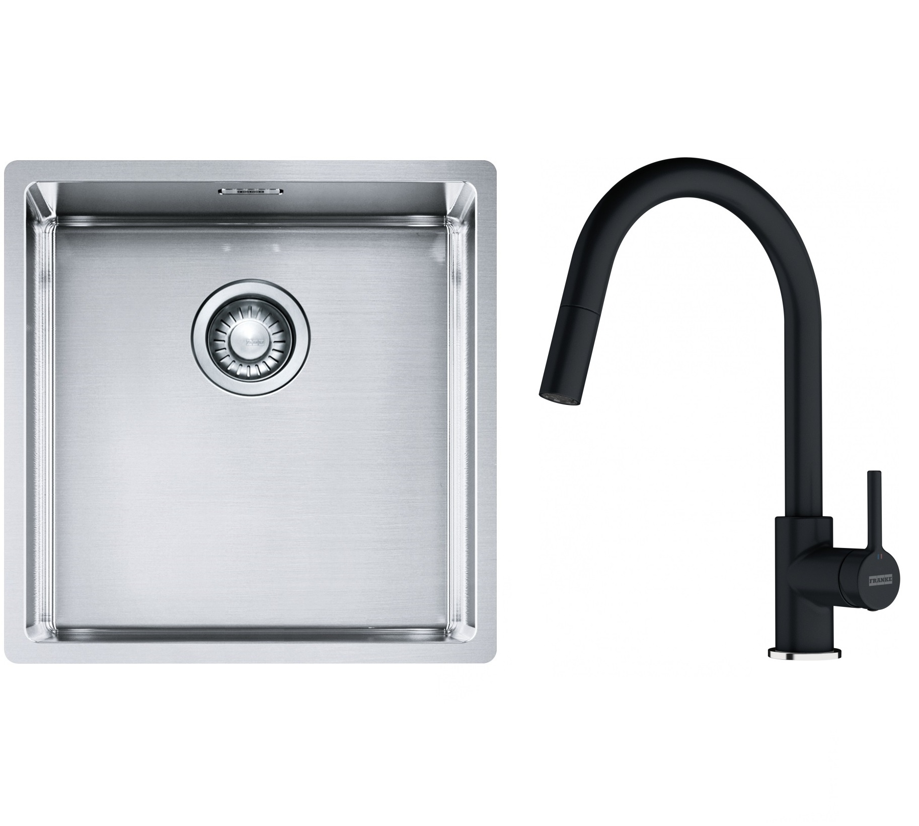 Set Stahlspüle Franke Box 127.0453.654, Küchenarmatur Franke Lina 115.0626.055
