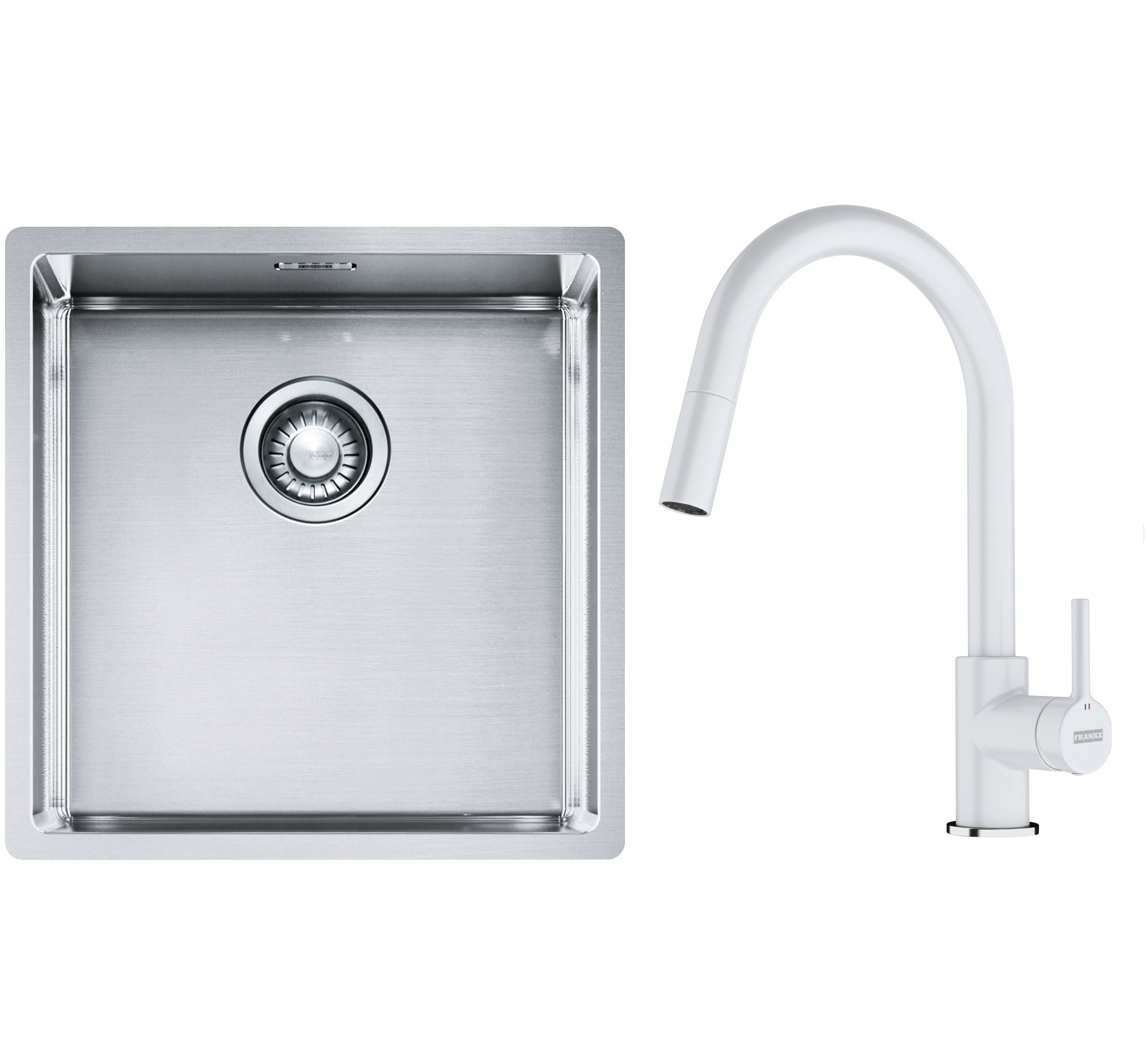 Set Stahlspüle Franke Box 127.0453.654, Küchenarmatur Franke Lina 115.0626.081