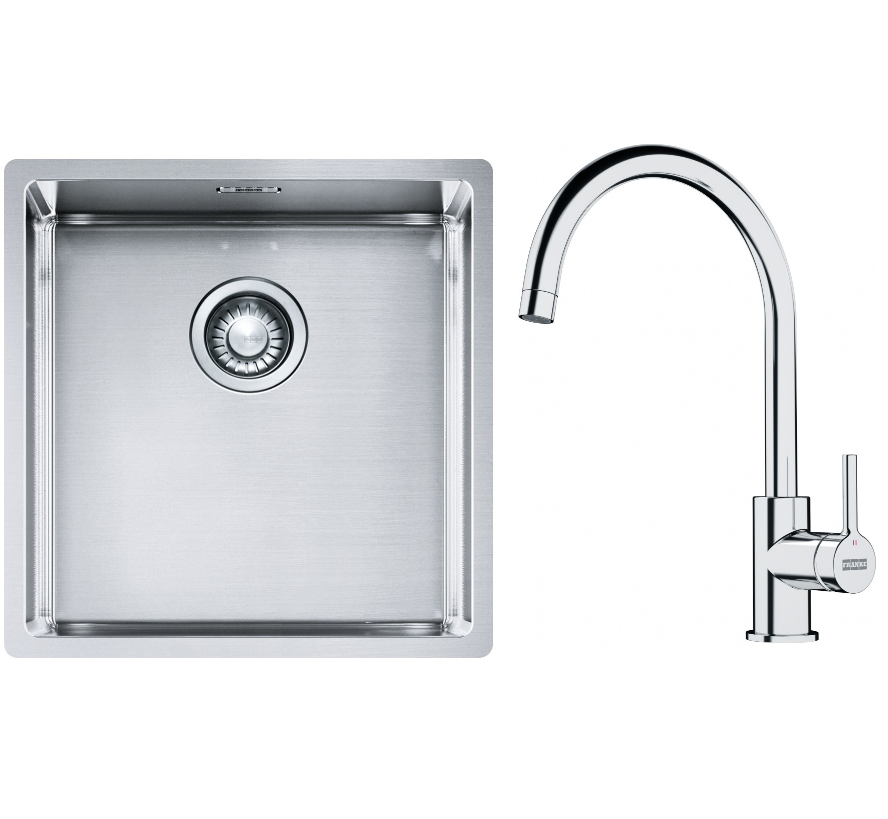 Set Stahlspüle Franke Box 127.0453.654, Küchenarmatur Franke Lina 115.0693.228