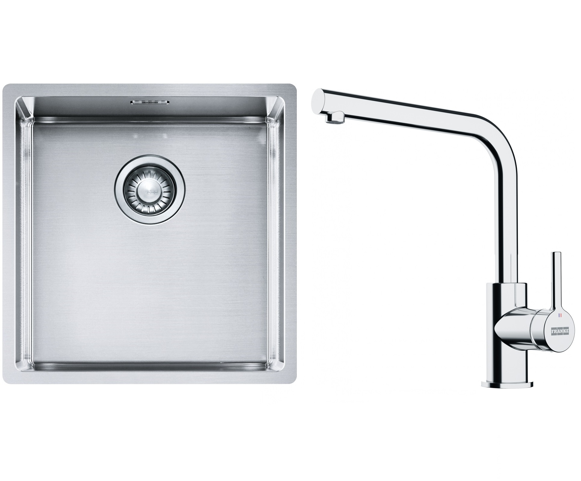 Set Stahlspüle Franke Box 127.0453.654, Küchenarmatur Franke Lina 115.0693.230