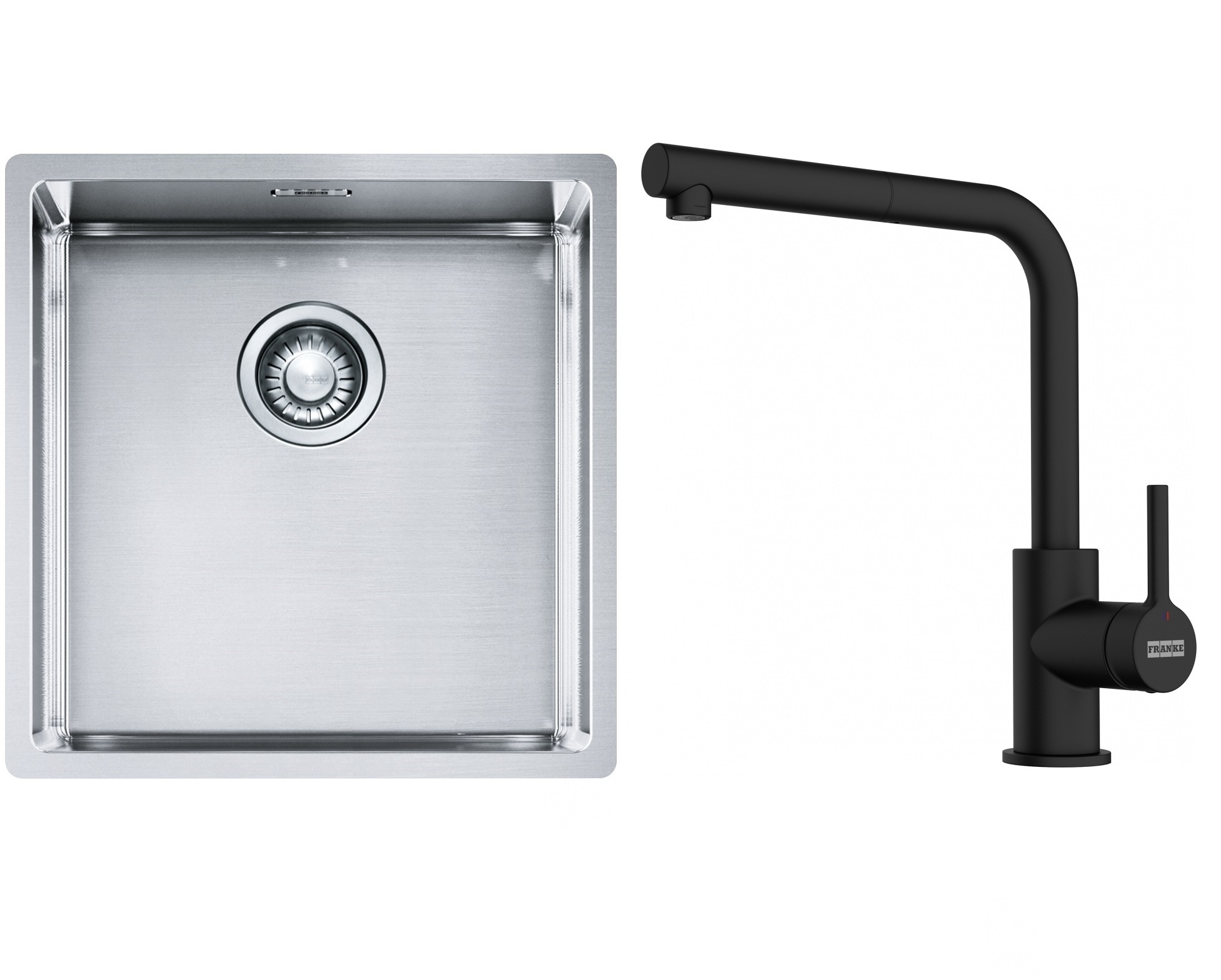 Set Stahlspüle Franke Box 127.0453.654, Küchenarmatur Franke Lina 115.0712.435