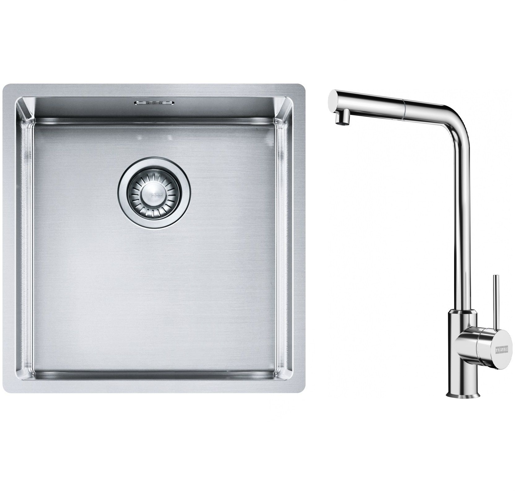 Set Stahlspüle Franke Box 127.0453.654, Küchenarmatur Franke Sirius Side 115.0668.280
