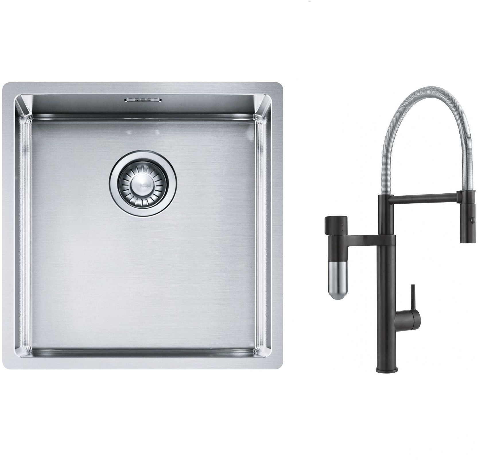 Set Küchenarmatur Franke Vital Semi-Pro 120.0621.313, Stahlspüle Franke Box 127.0453.654