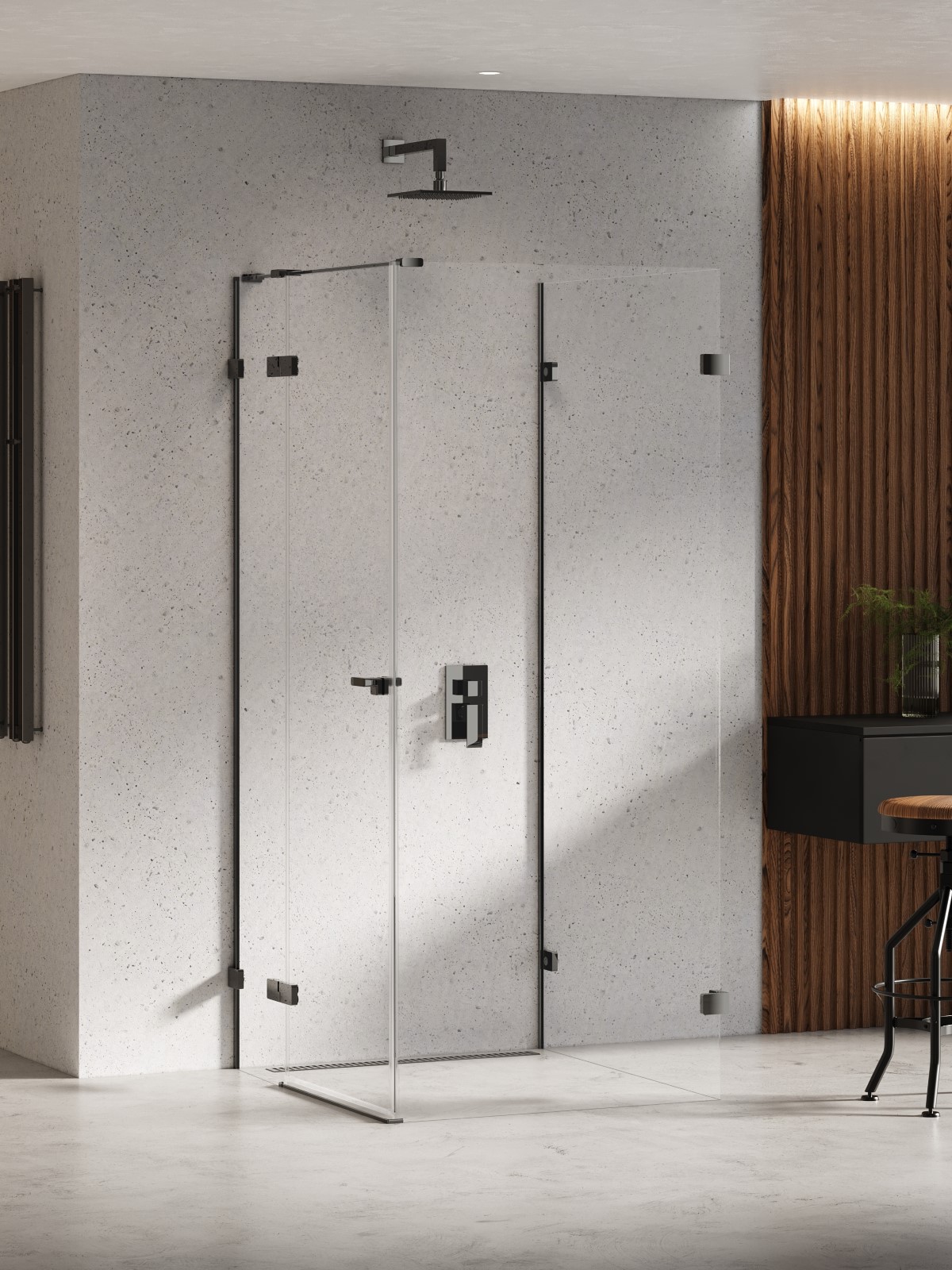 New Trendy Eventa Black Chrome Dusche 80x80 cm quadratisch schwarz Glanz/durchsichtiges Glas EXK-6272