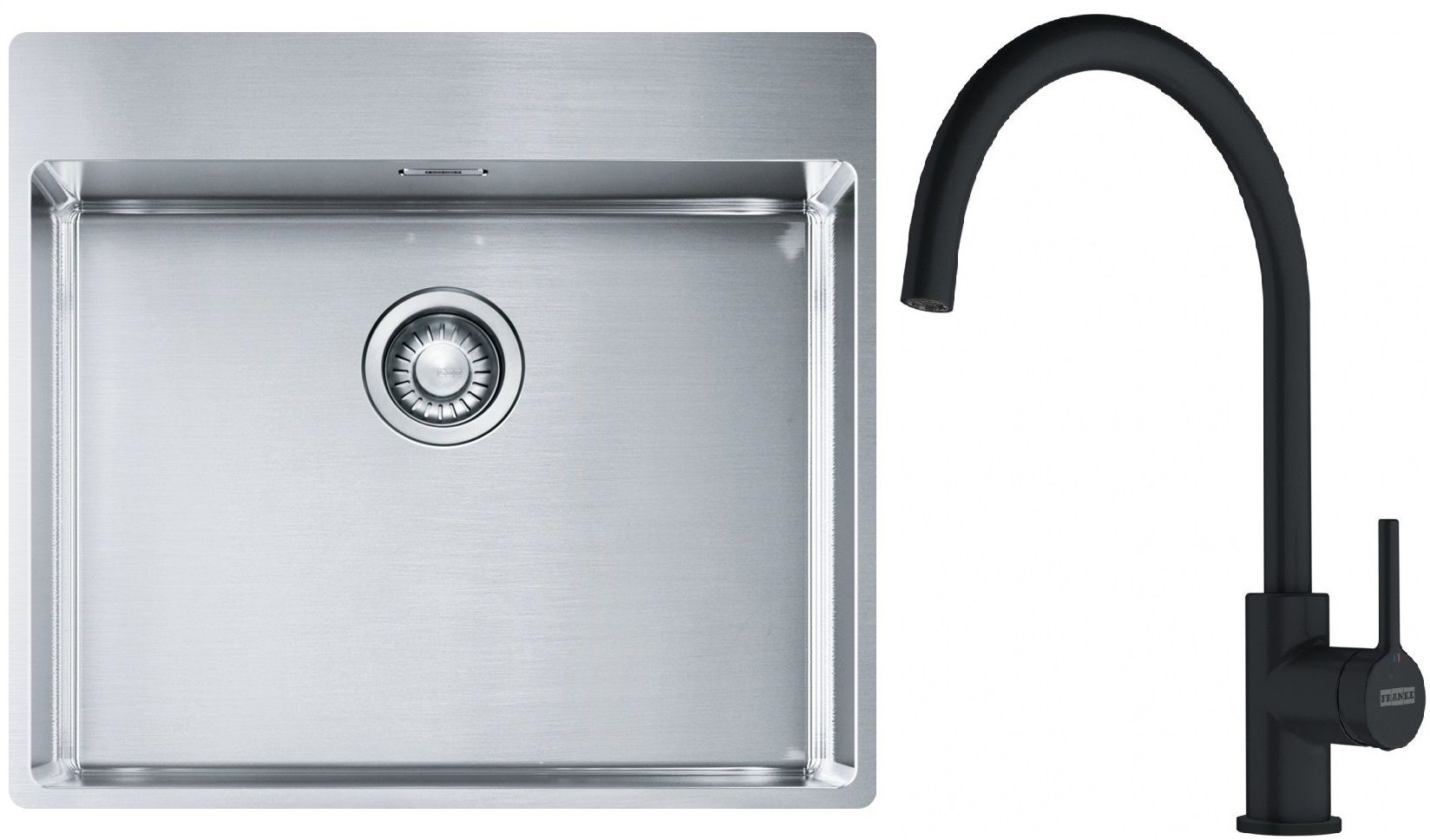 Set Stahlspüle Franke Box 127.0369.295, Küchenarmatur Franke Lina 115.0626.019