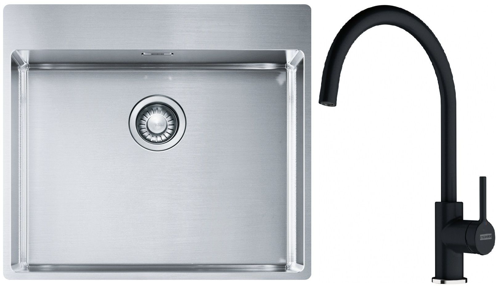 Set Stahlspüle Franke Box 127.0369.295, Küchenarmatur Franke Lina 115.0626.020