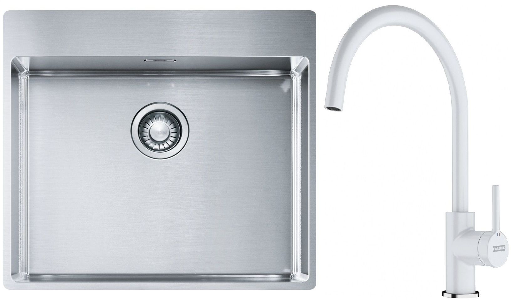 Set Stahlspüle Franke Box 127.0369.295, Küchenarmatur Franke Lina 115.0626.024