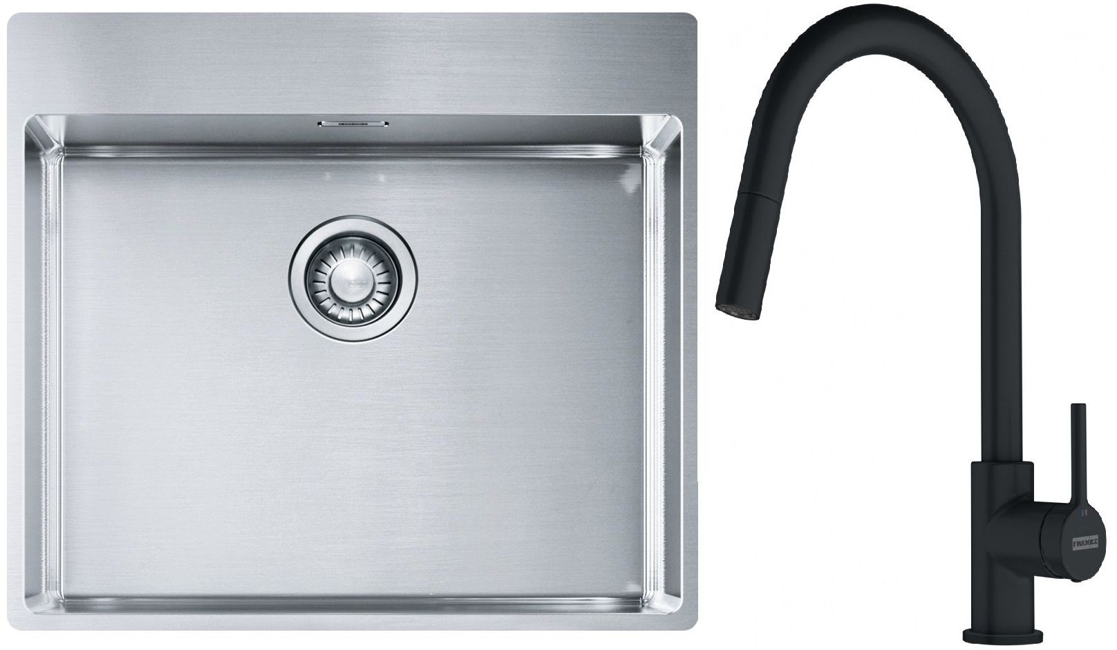 Set Stahlspüle Franke Box 127.0369.295, Küchenarmatur Franke Lina 115.0626.053