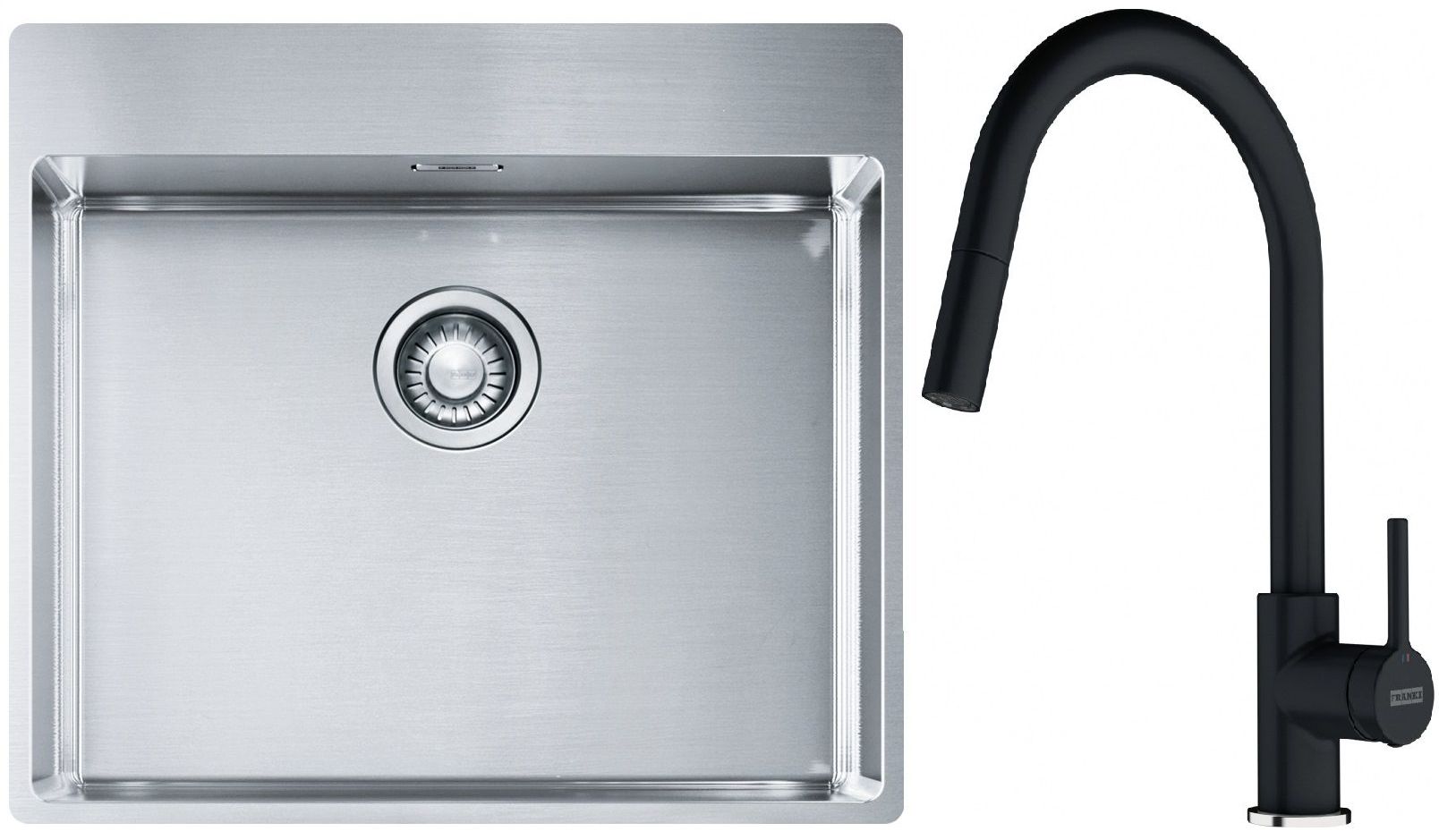 Set Stahlspüle Franke Box 127.0369.295, Küchenarmatur Franke Lina 115.0626.055