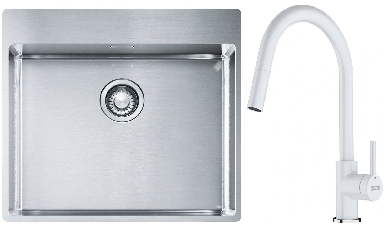 Set Stahlspüle Franke Box 127.0369.295, Küchenarmatur Franke Lina 115.0626.081