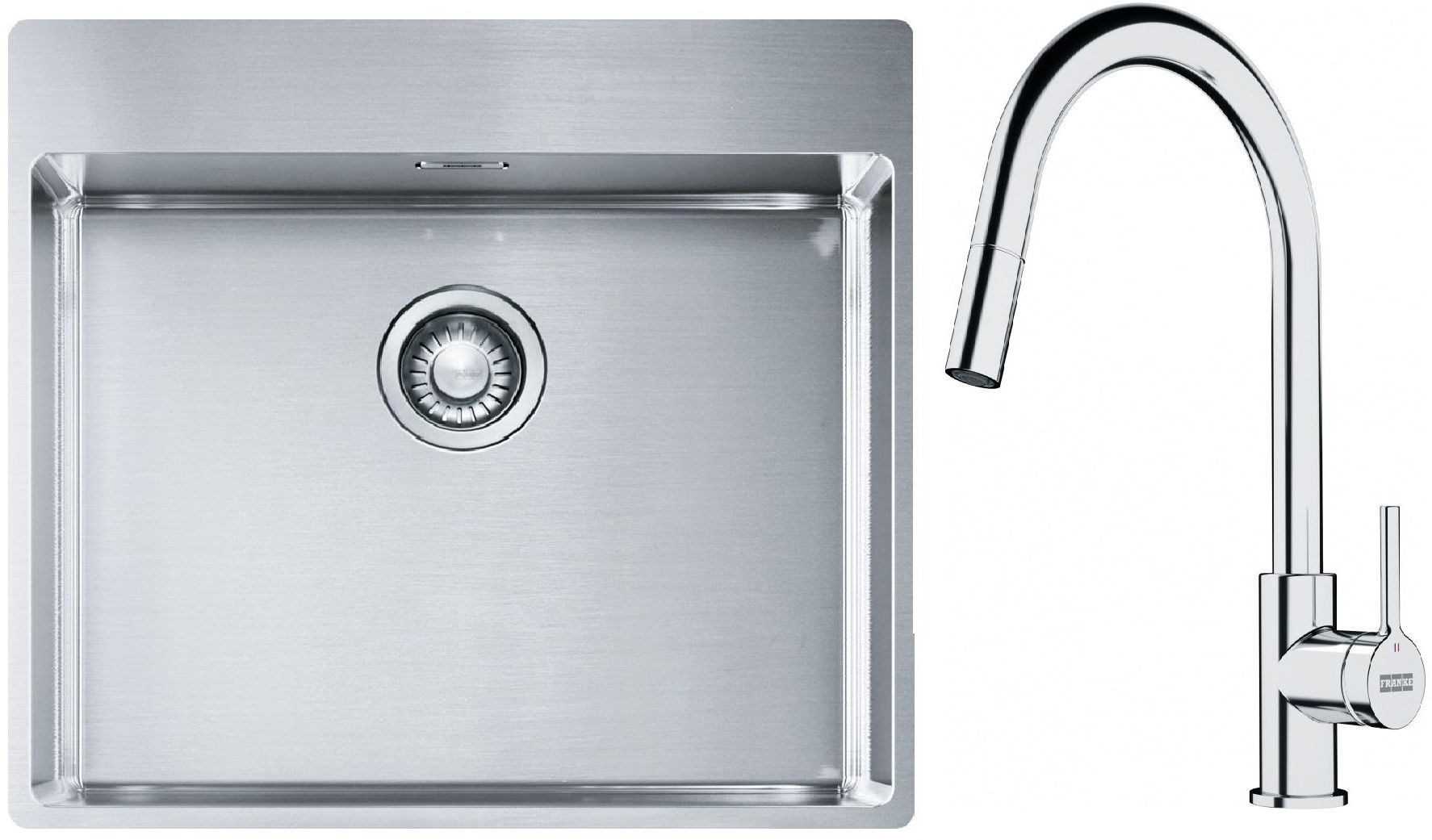 Set Stahlspüle Franke Box 127.0369.295, Küchenarmatur Franke Lina 115.0693.229