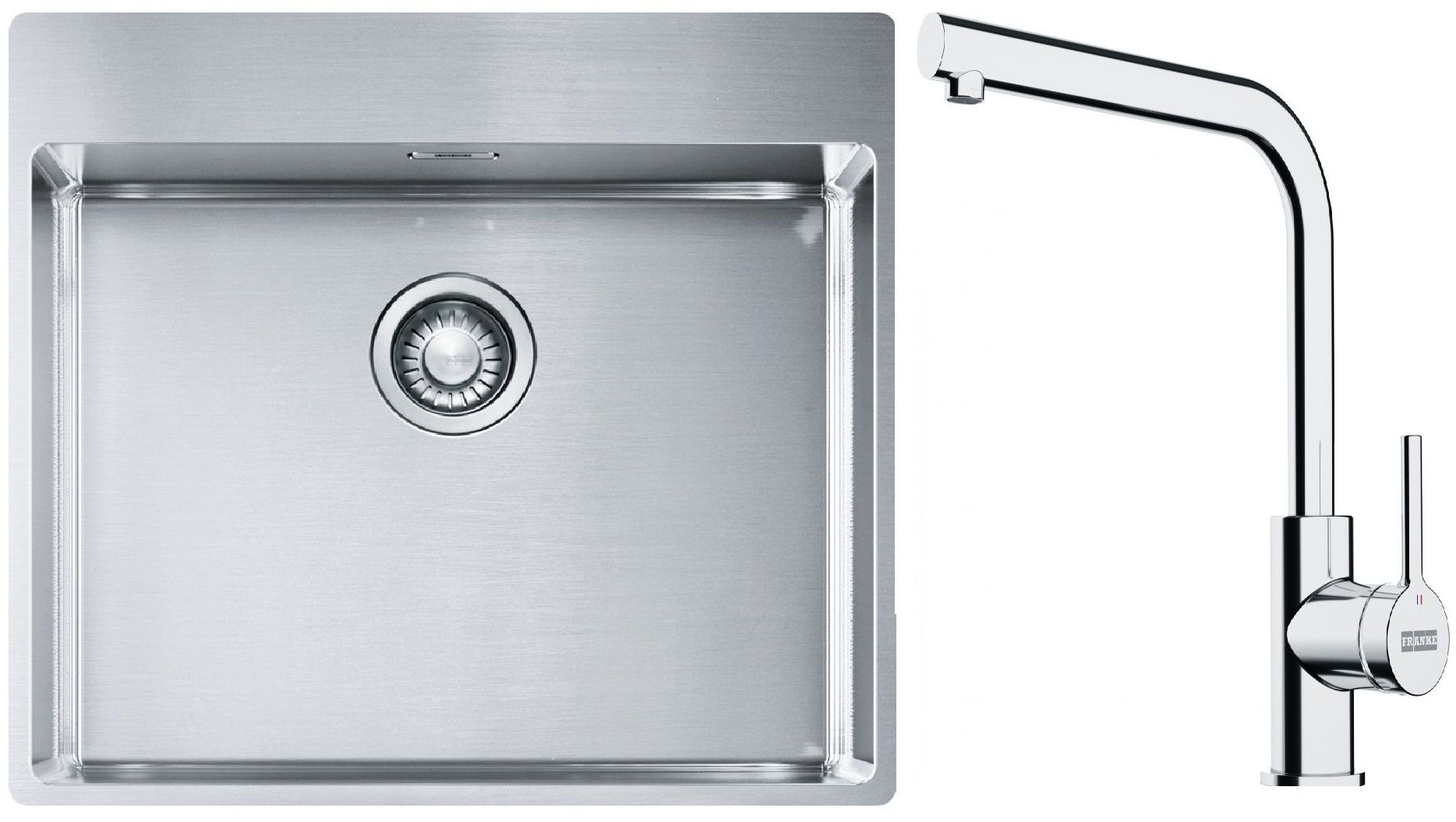 Set Stahlspüle Franke Box 127.0369.295, Küchenarmatur Franke Lina 115.0693.230