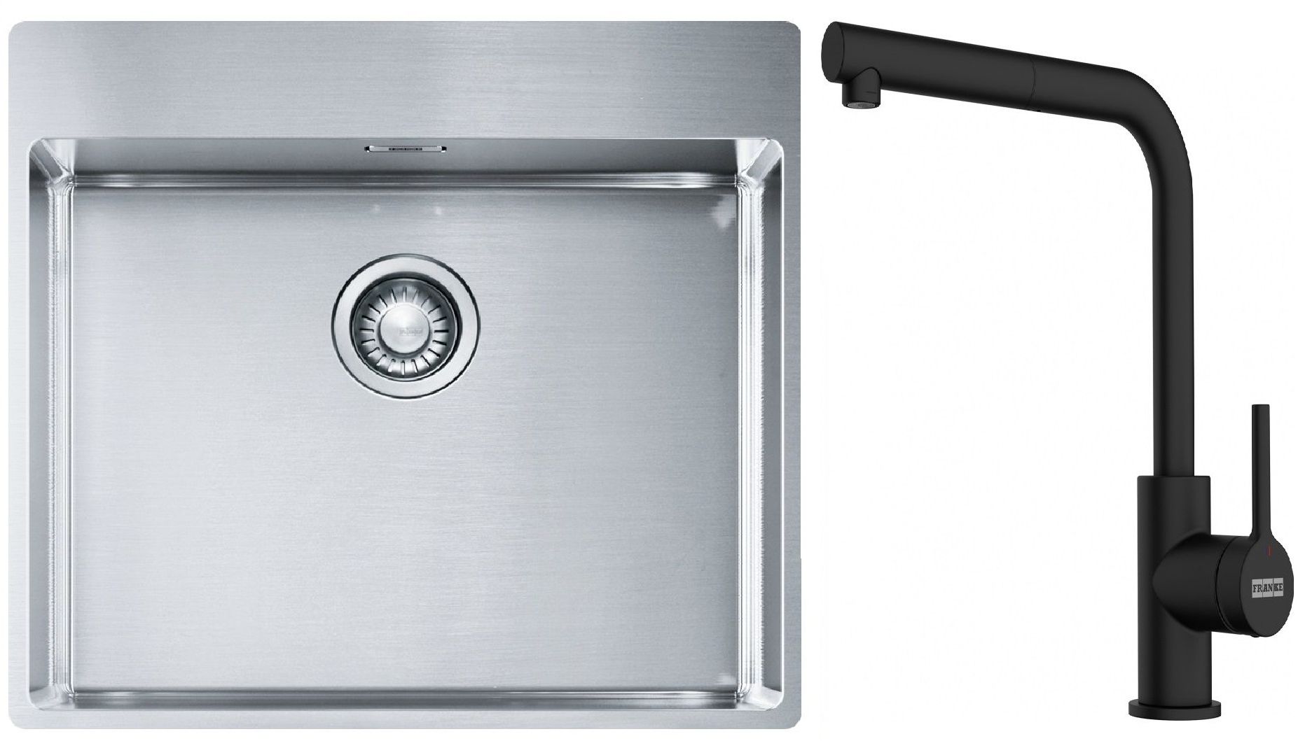 Set Stahlspüle Franke Box 127.0369.295, Küchenarmatur Franke Lina 115.0712.435