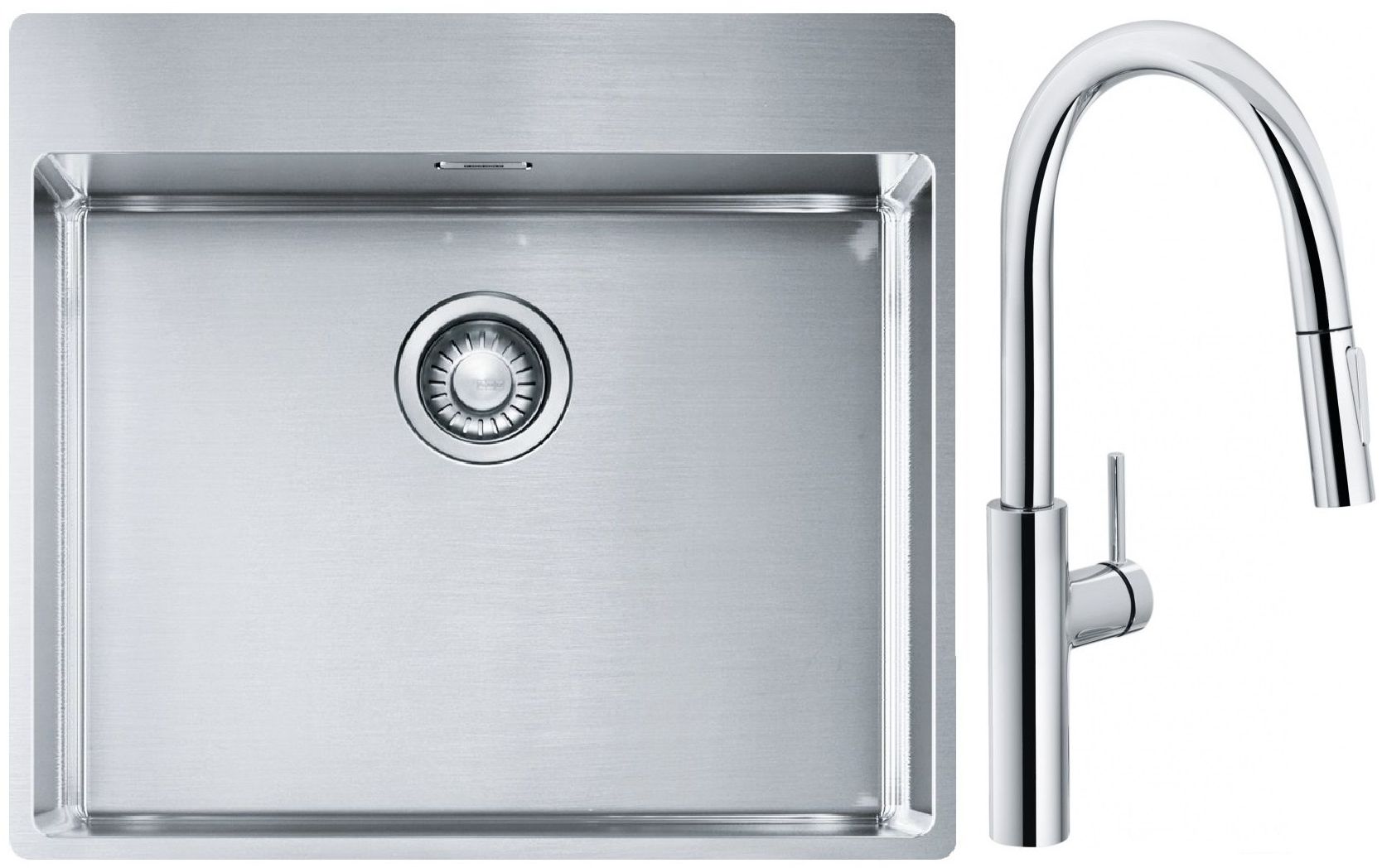 Set Stahlspüle Franke Box 127.0369.295, Küchenarmatur Franke Pescara L Slide-In 115.0538.940