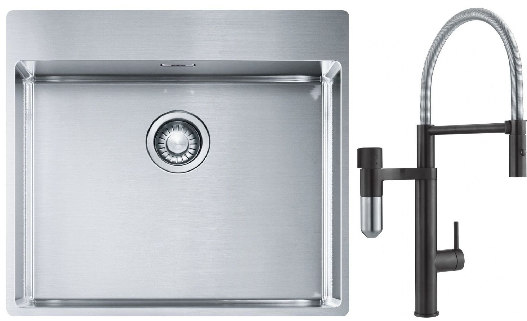 Set Küchenarmatur Franke Vital Semi-Pro 120.0621.313, Stahlspüle Franke Box 127.0369.295