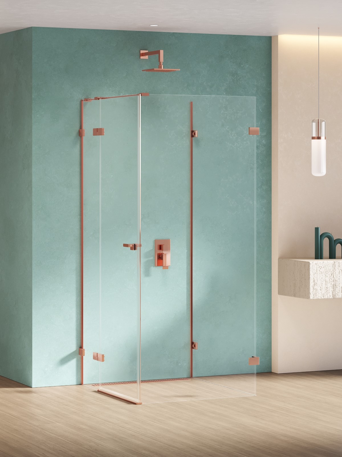 New Trendy Eventa Copper Shine Dusche 100x80 cm rechteckig kupfer Glanz/durchsichtiges Glas EXK-6501
