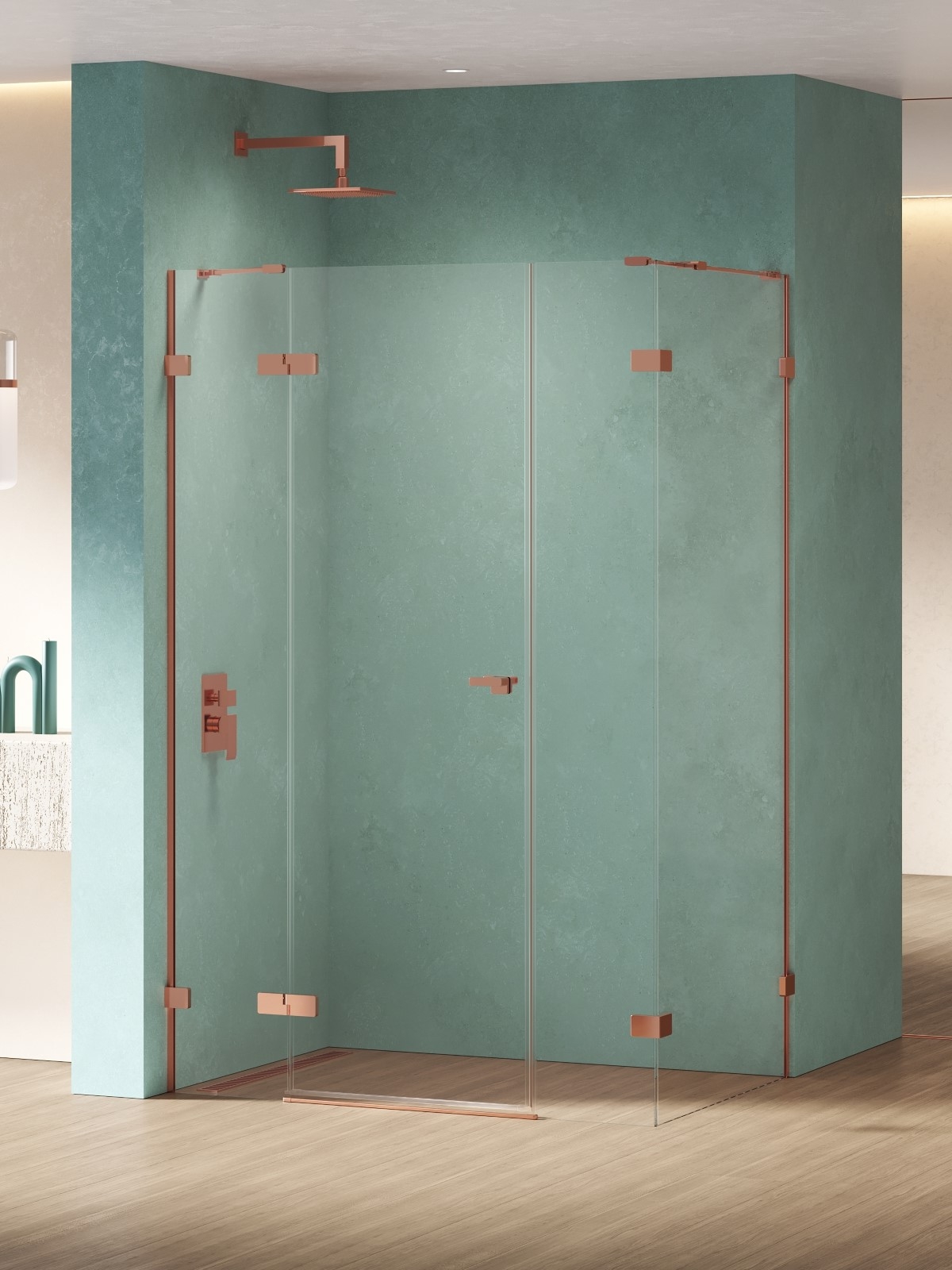 New Trendy Eventa Copper Shine Dusche 130x100 cm rechteckig kupfer Glanz/durchsichtiges Glas EXK-6469