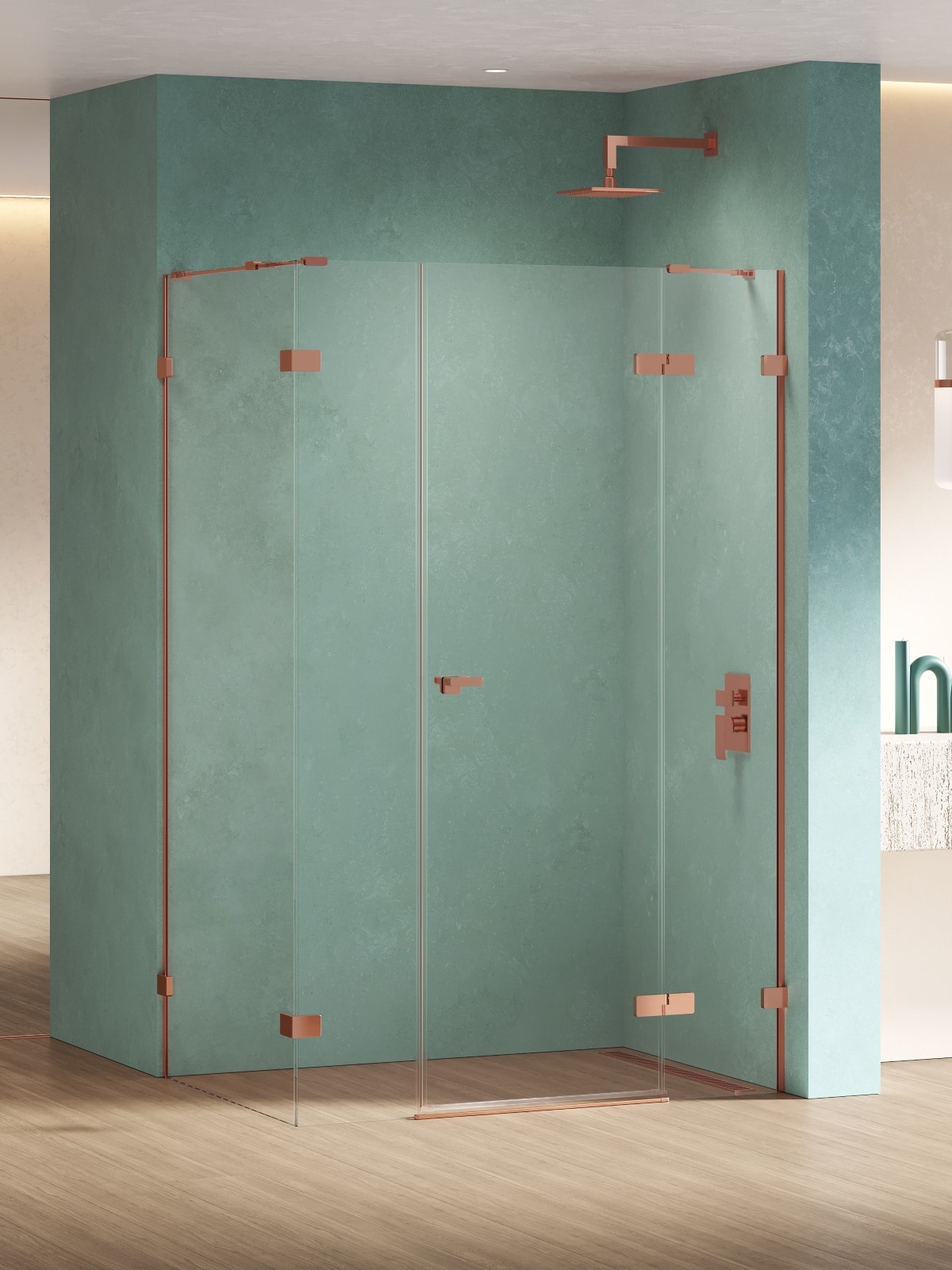 New Trendy Eventa Copper Shine Dusche 130x100 cm rechteckig kupfer Glanz/durchsichtiges Glas EXK-6470