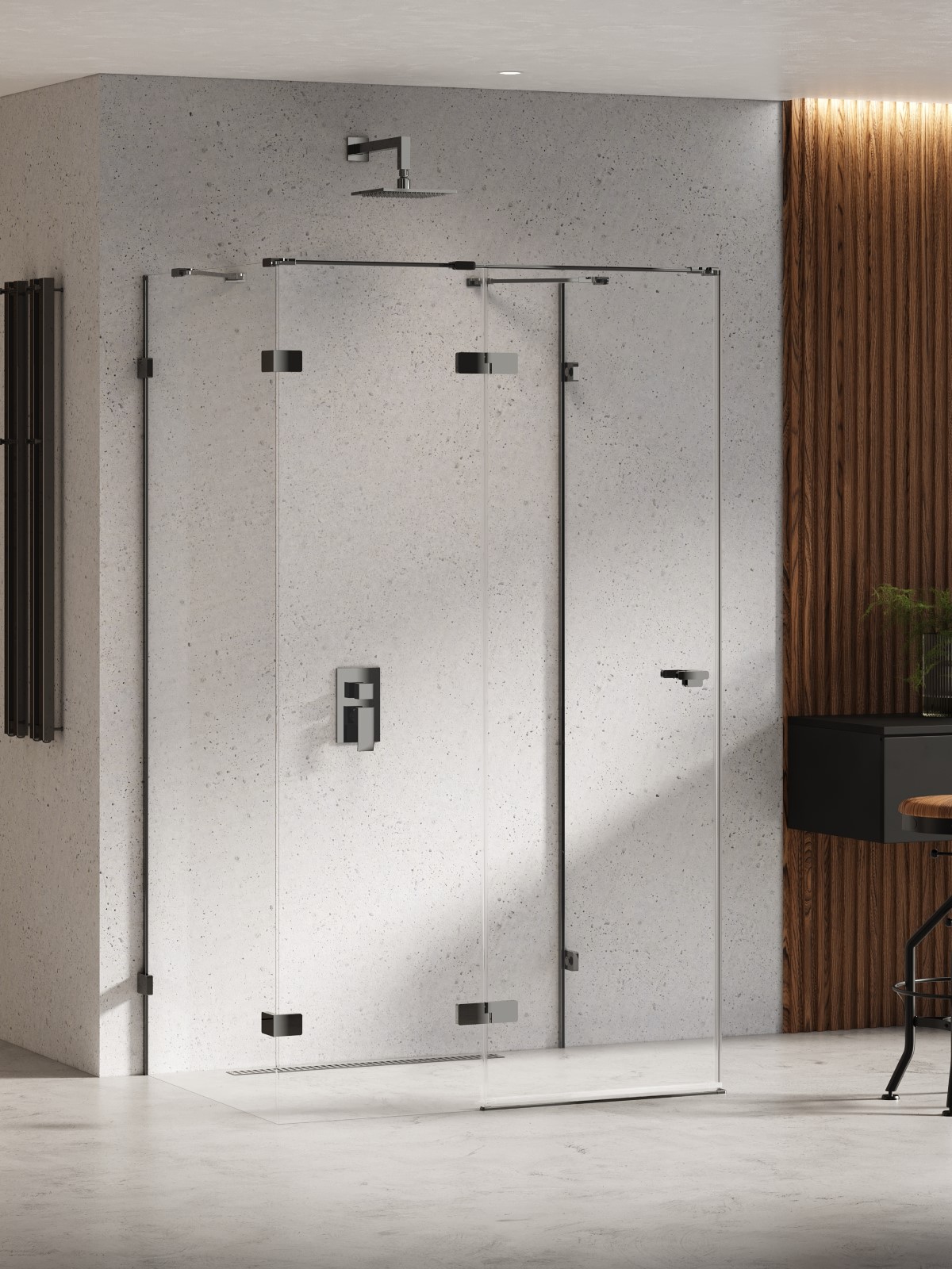 New Trendy Eventa Black Chrome Dusche 80x80 cm quadratisch schwarz Glanz/durchsichtiges Glas EXK-6248