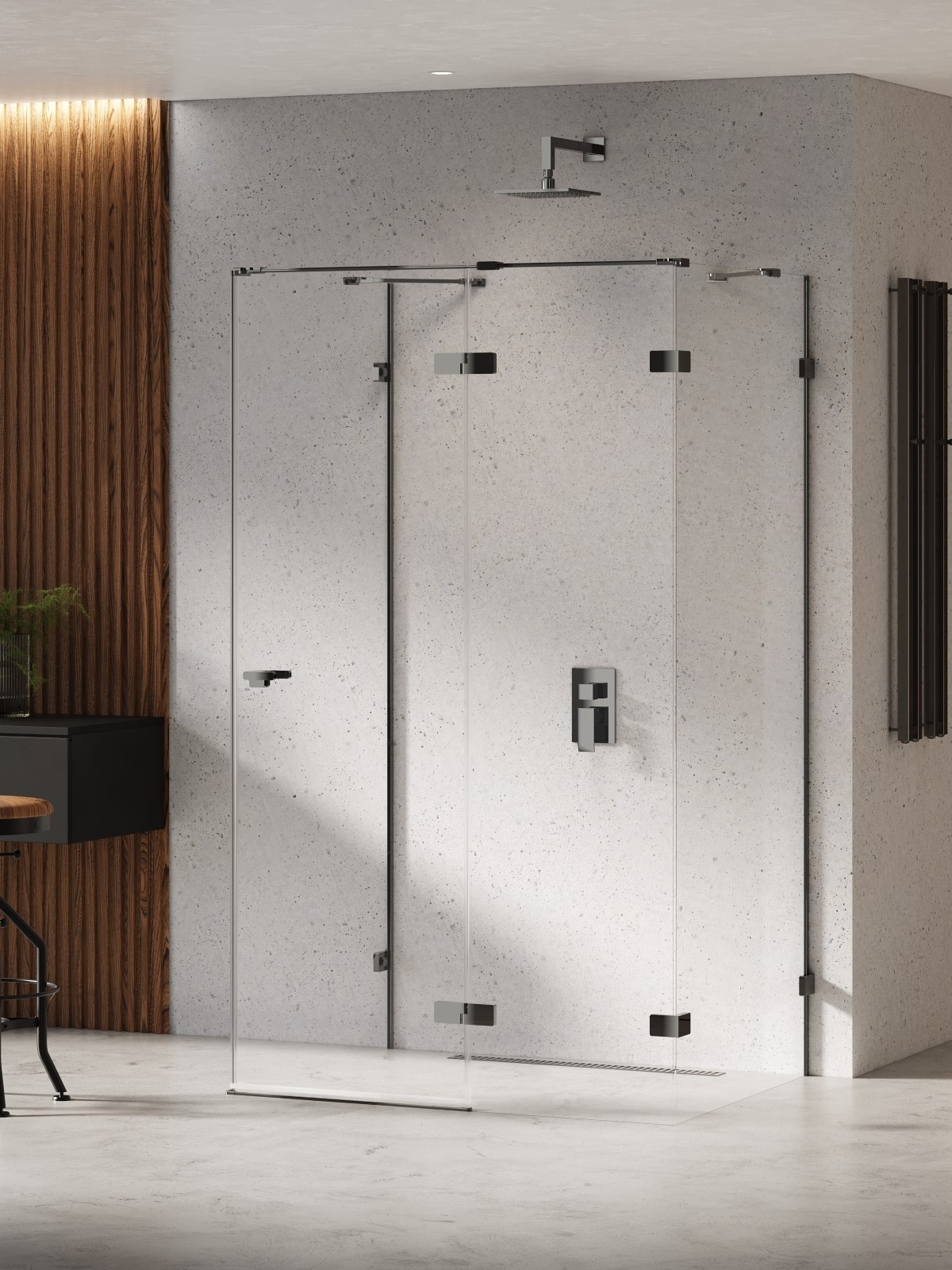 New Trendy Eventa Black Chrome Dusche 100x90 cm rechteckig schwarz Glanz/durchsichtiges Glas EXK-6259