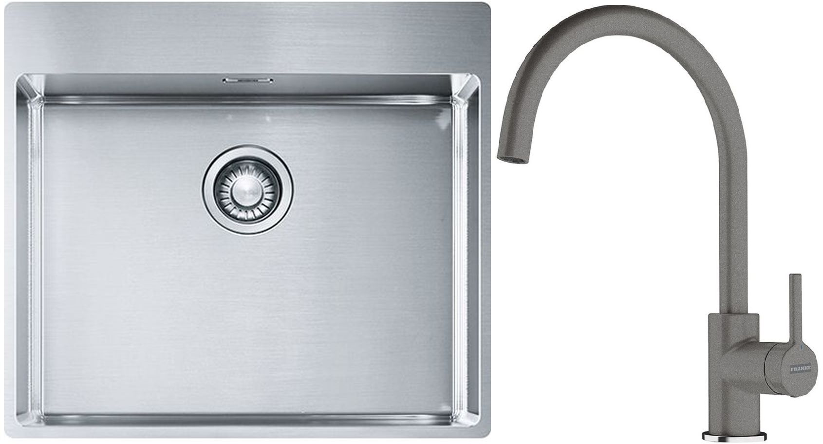 Set Stahlspüle Franke Box 127.0369.295, Küchenarmatur Franke Lina 115.0626.022