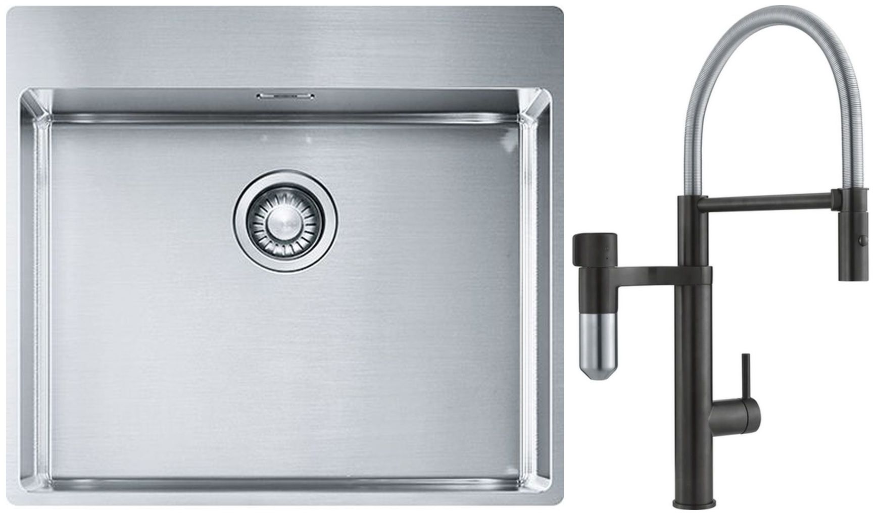 Set Küchenarmatur Franke Vital Semi-Pro 120.0621.313, Stahlspüle Franke Box 127.0369.295