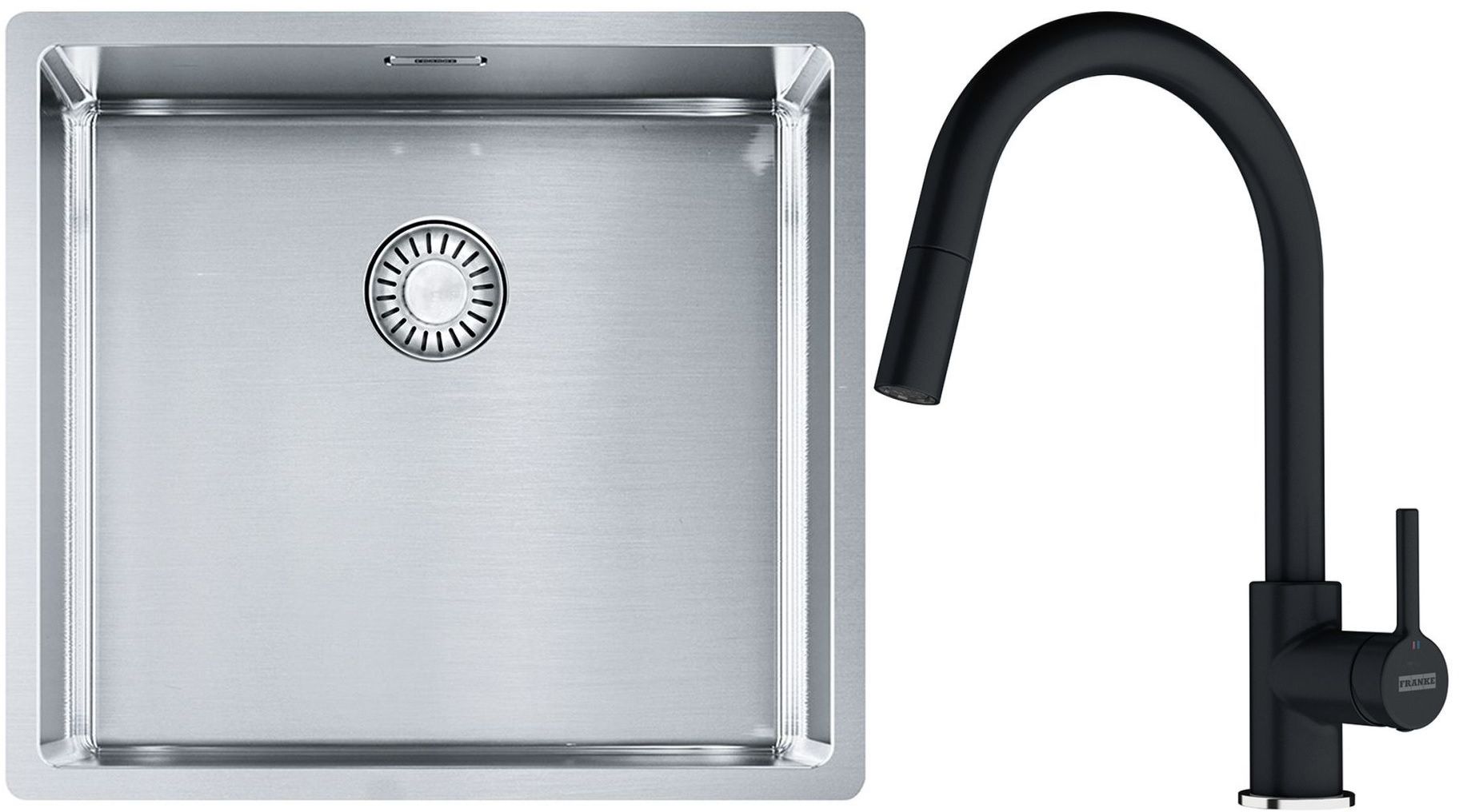 Set Stahlspüle Franke Box 127.0453.655, Küchenarmatur Franke Lina 115.0626.055