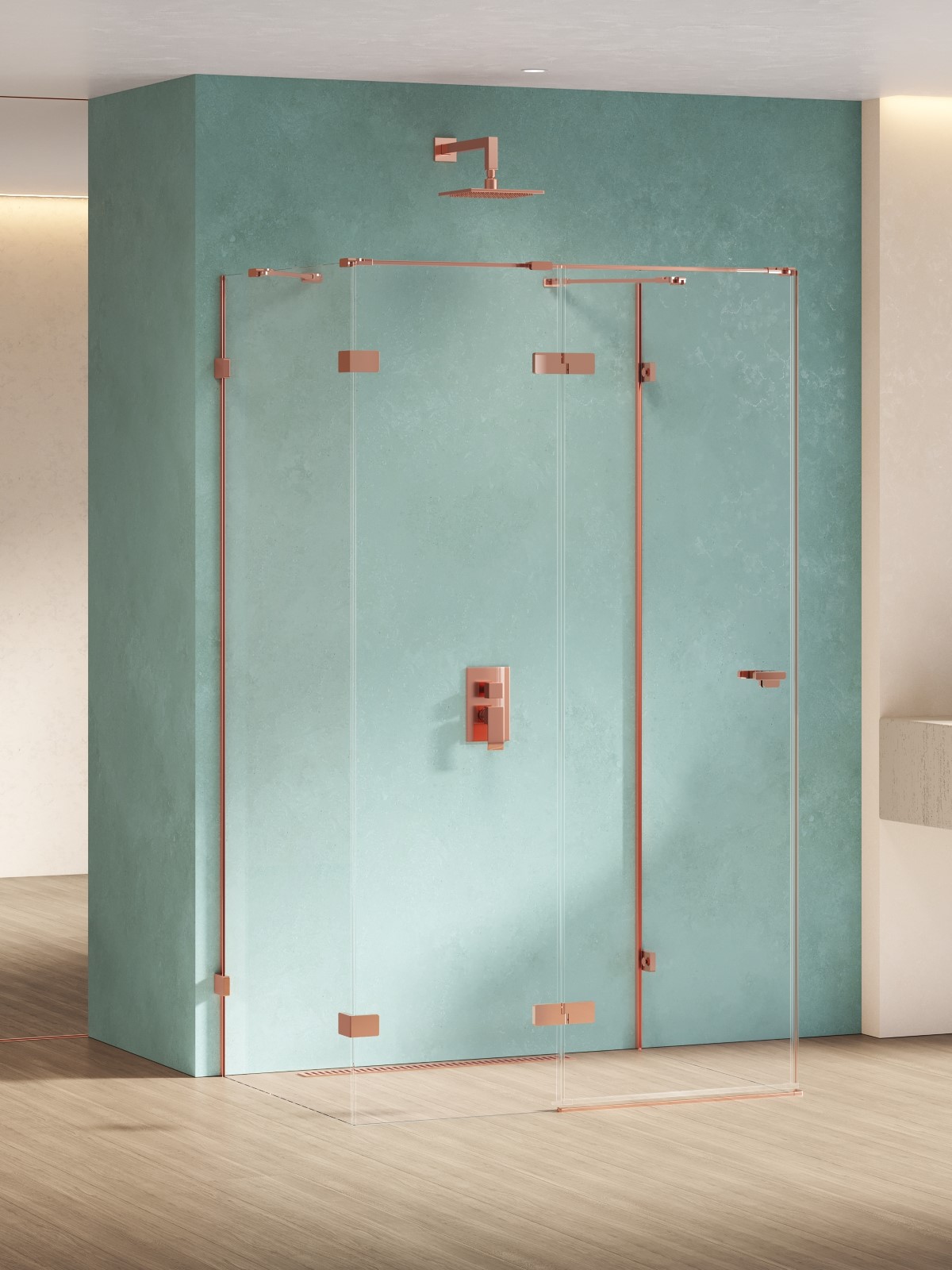 New Trendy Eventa Copper Shine Dusche 80x80 cm quadratisch kupfer Glanz/durchsichtiges Glas EXK-6473