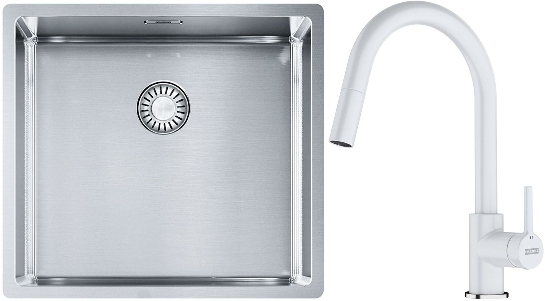 Set Stahlspüle Franke Box 127.0453.655, Küchenarmatur Franke Lina 115.0626.081