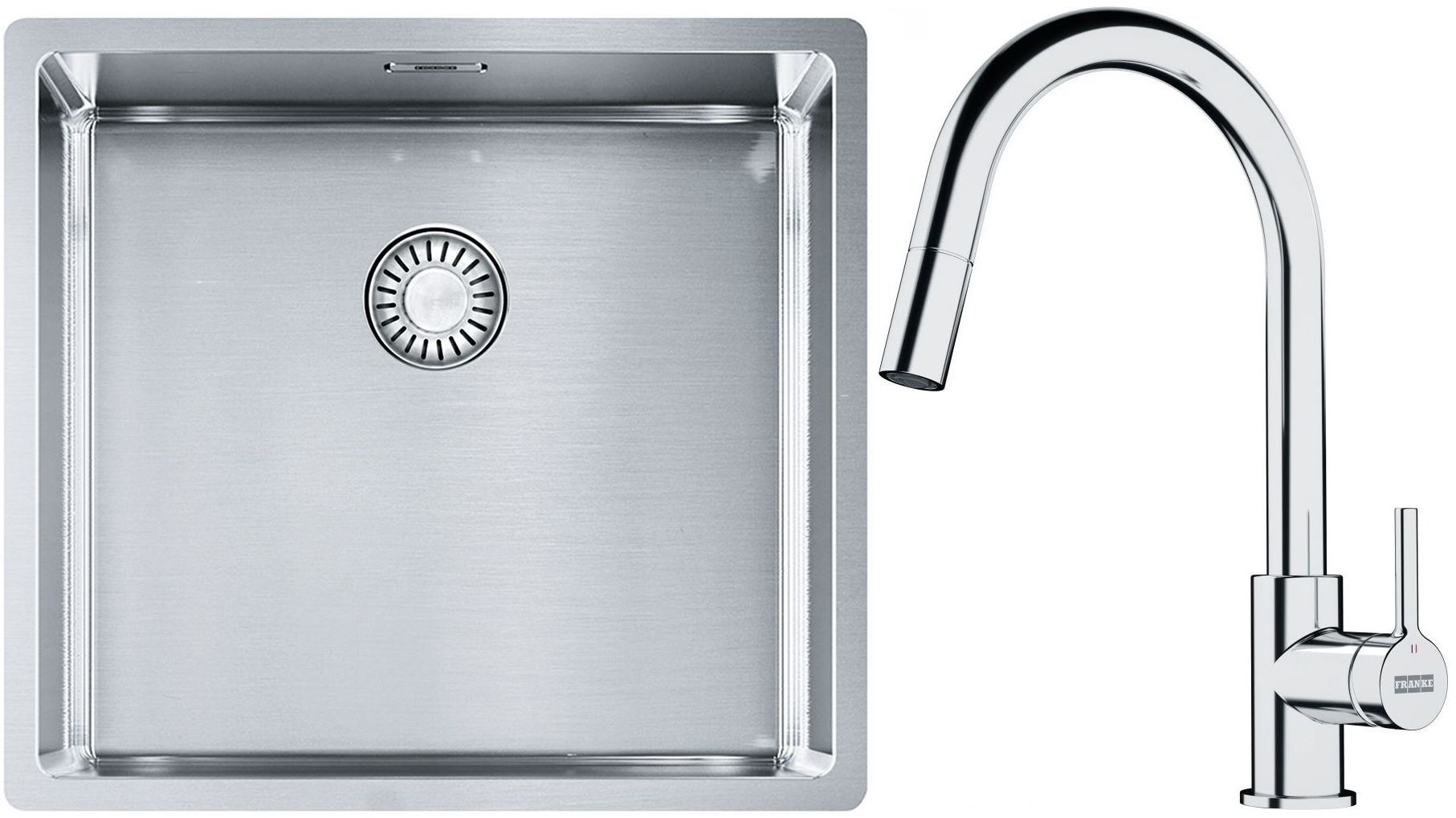 Set Stahlspüle Franke Box 127.0453.655, Küchenarmatur Franke Lina 115.0693.229