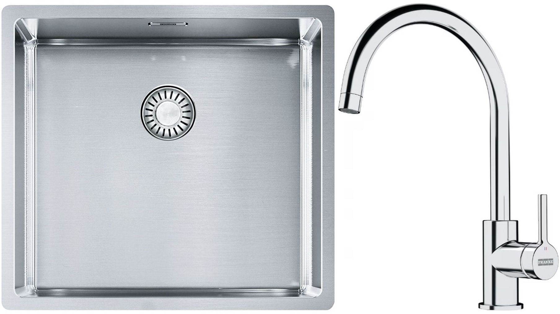 Set Stahlspüle Franke Box 127.0453.655, Küchenarmatur Franke Lina 115.0693.228