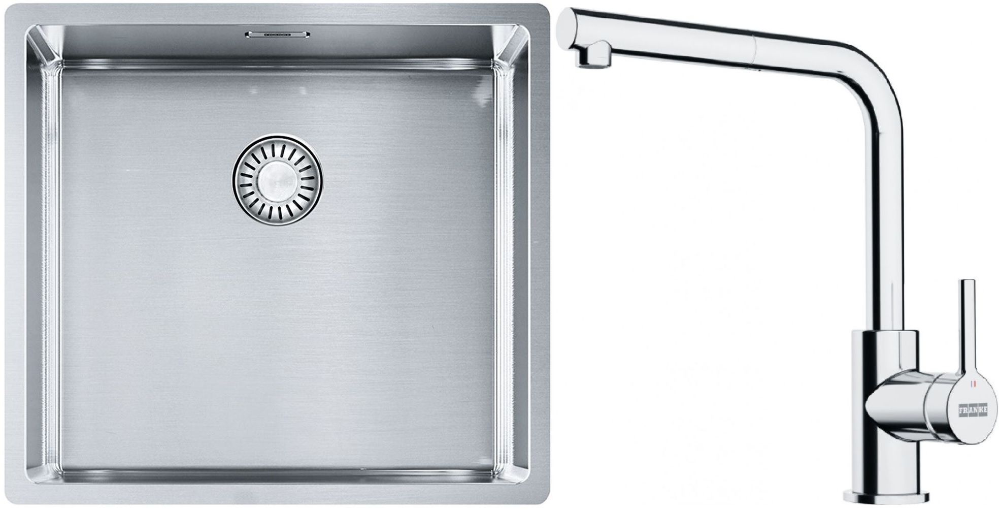 Set Stahlspüle Franke Box 127.0453.655, Küchenarmatur Franke Lina 115.0712.420