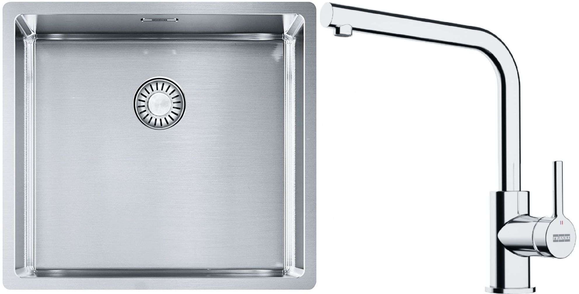 Set Stahlspüle Franke Box 127.0453.655, Küchenarmatur Franke Lina 115.0693.230