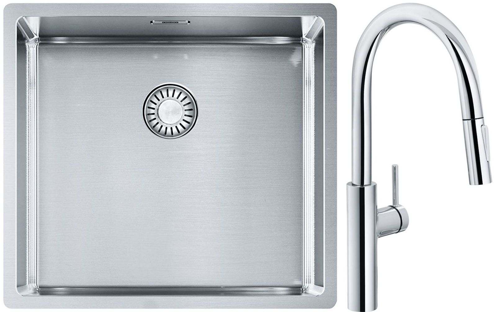 Set Küchenarmatur Franke Pescara L Slide-In 115.0538.940, Stahlspüle Franke Box 127.0453.655