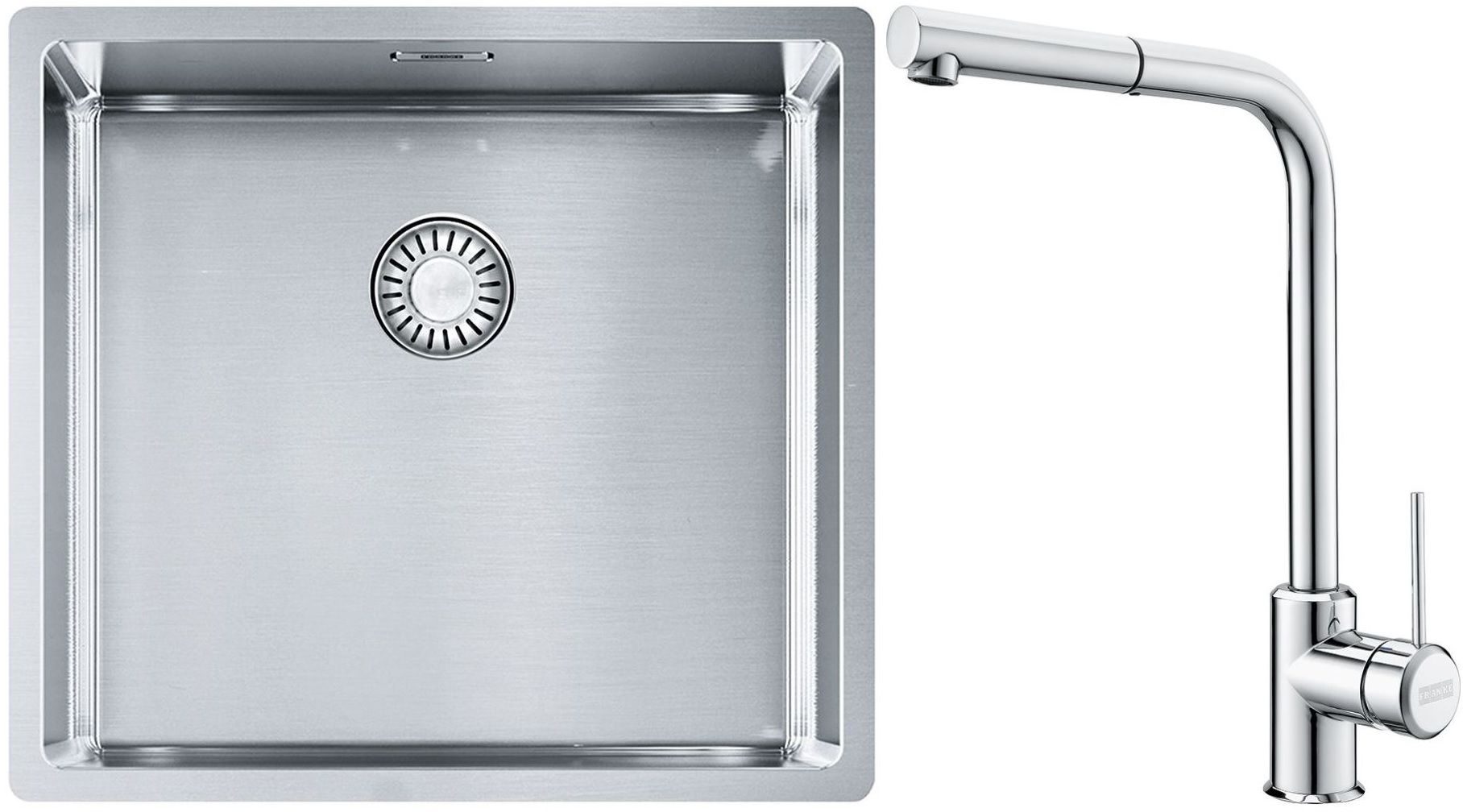 Set Stahlspüle Franke Box 127.0453.655, Küchenarmatur Franke Sirius Side 115.0668.280