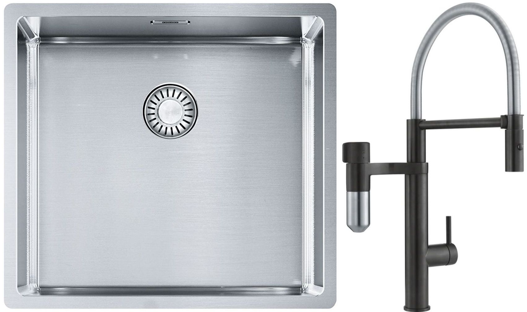 Set Küchenarmatur Franke Vital Semi-Pro 120.0621.313, Stahlspüle Franke Box 127.0453.655