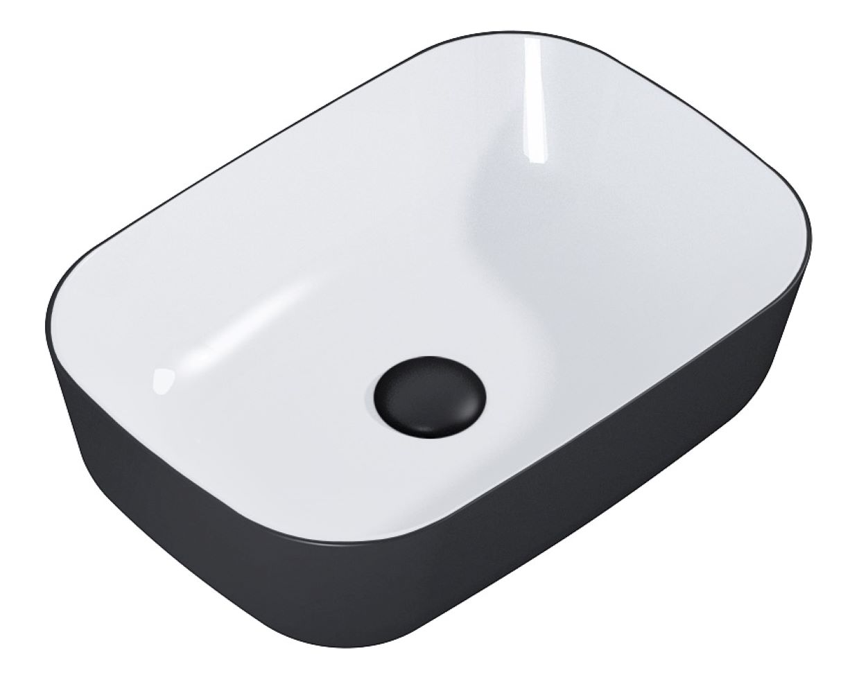 Elita Reni Waschbecken 45.5x32.5 cm rechteckig Aufsatzwaschbecken weiß-schwarz RE040460896110