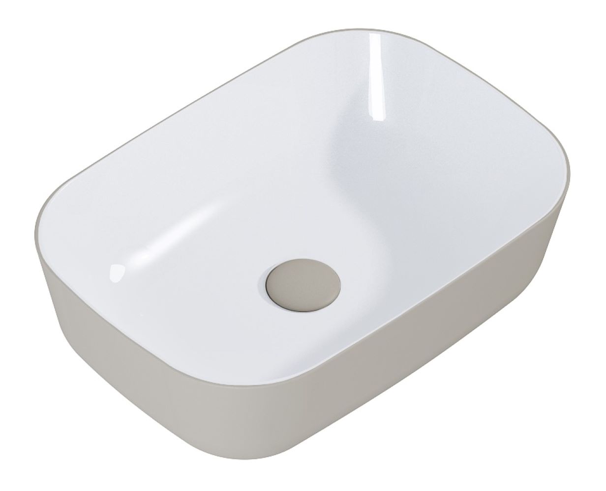 Elita Reni Waschbecken 45.5x32.5 cm rechteckig Aufsatzwaschbecken weiß-braun/beige RE040460896140