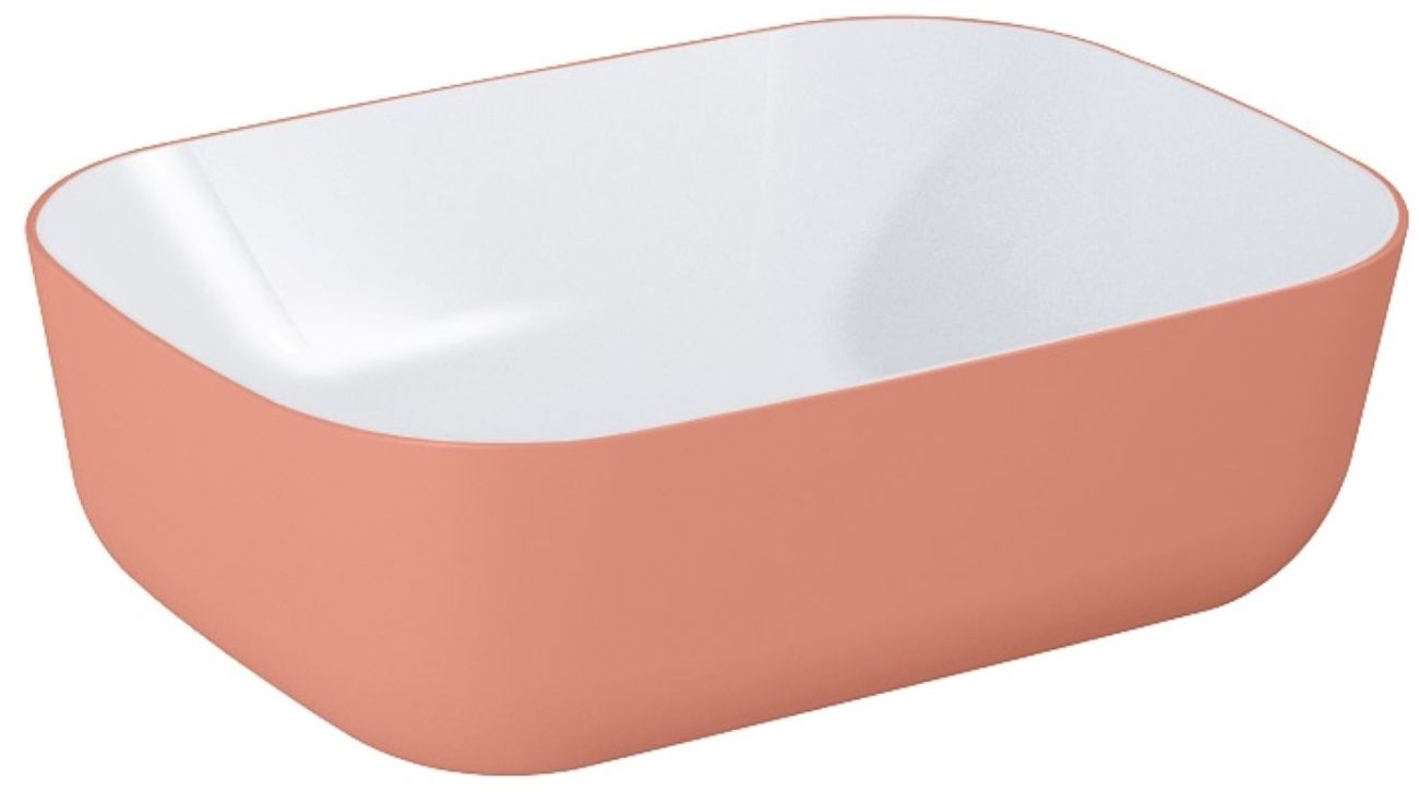 Elita Reni Waschbecken 45.5x32.5 cm rechteckig Aufsatzwaschbecken weiß-rosa RE040460896100