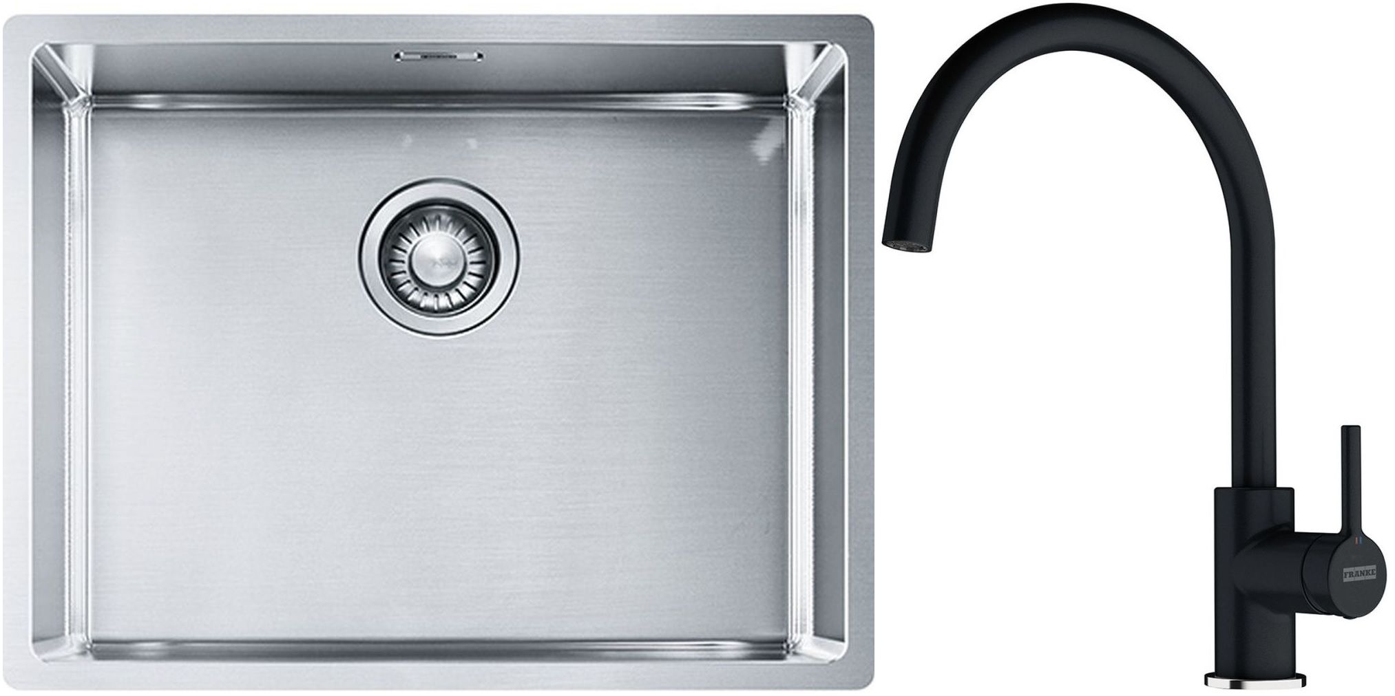 Set Stahlspüle Franke Box 127.0453.660, Küchenarmatur Franke Lina 115.0626.020