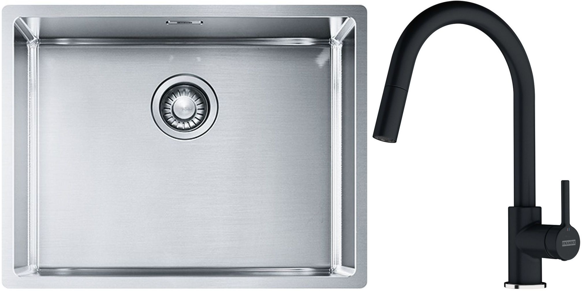 Set Stahlspüle Franke Box 127.0453.660, Küchenarmatur Franke Lina 115.0626.055