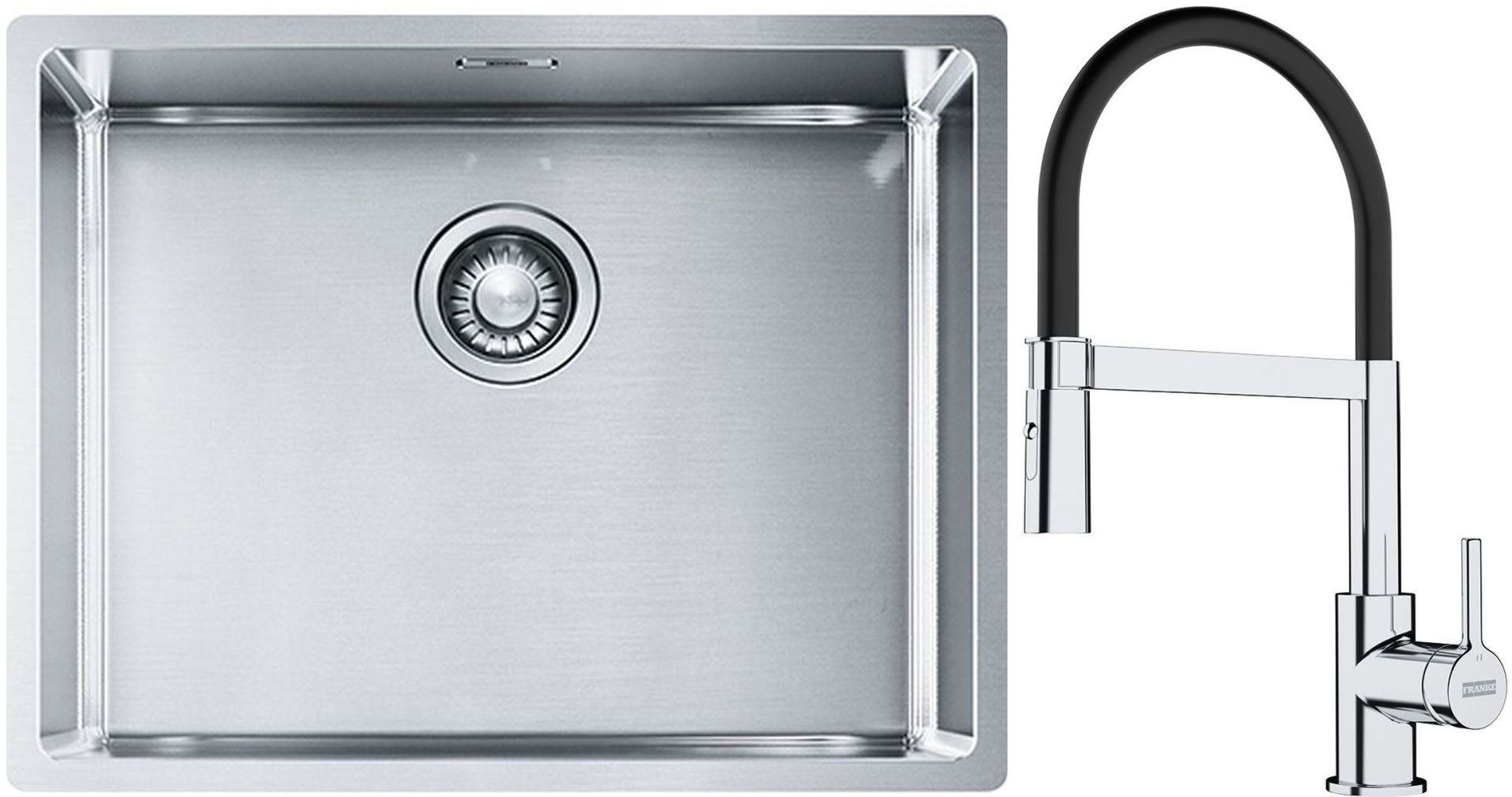 Set Stahlspüle Franke Box 127.0453.660, Küchenarmatur Franke Lina 115.0626.085