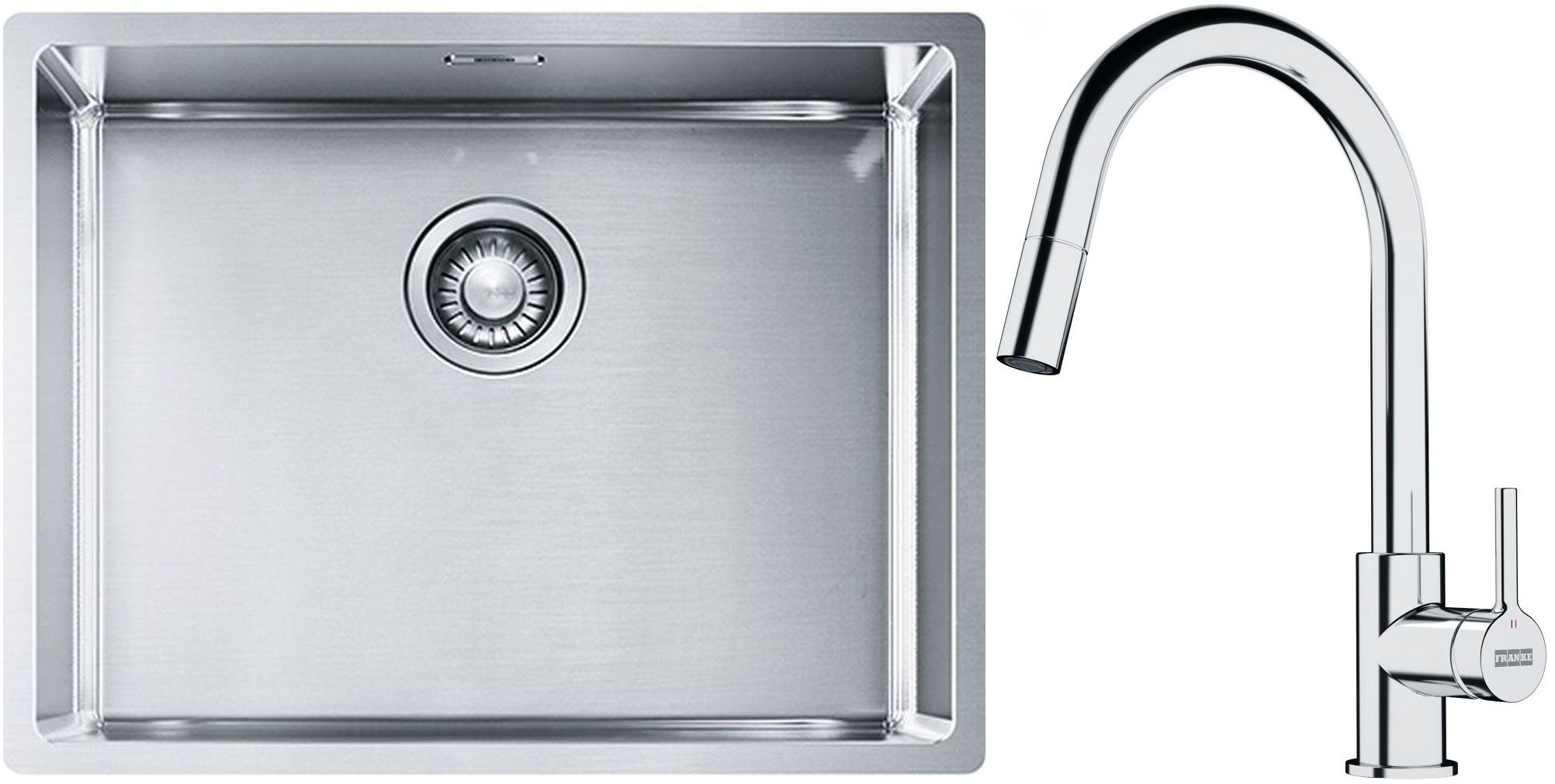 Set Stahlspüle Franke Box 127.0453.660, Küchenarmatur Franke Lina 115.0693.229