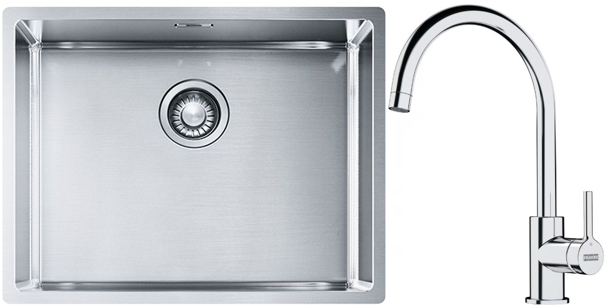 Set Stahlspüle Franke Box 127.0453.660, Küchenarmatur Franke Lina 115.0693.228