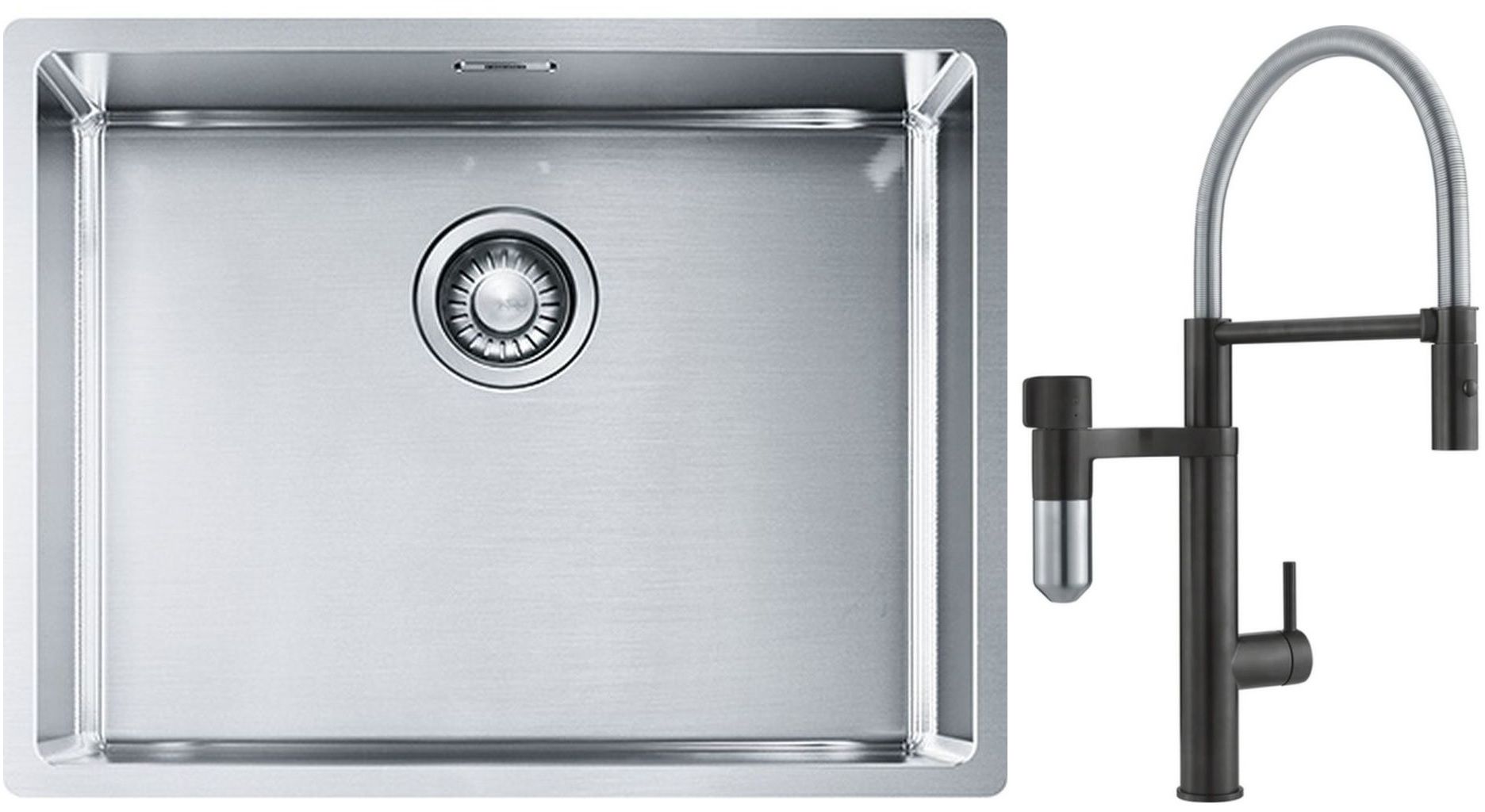Set Küchenarmatur Franke Vital Semi-Pro 120.0621.313, Stahlspüle Franke Box 127.0453.660