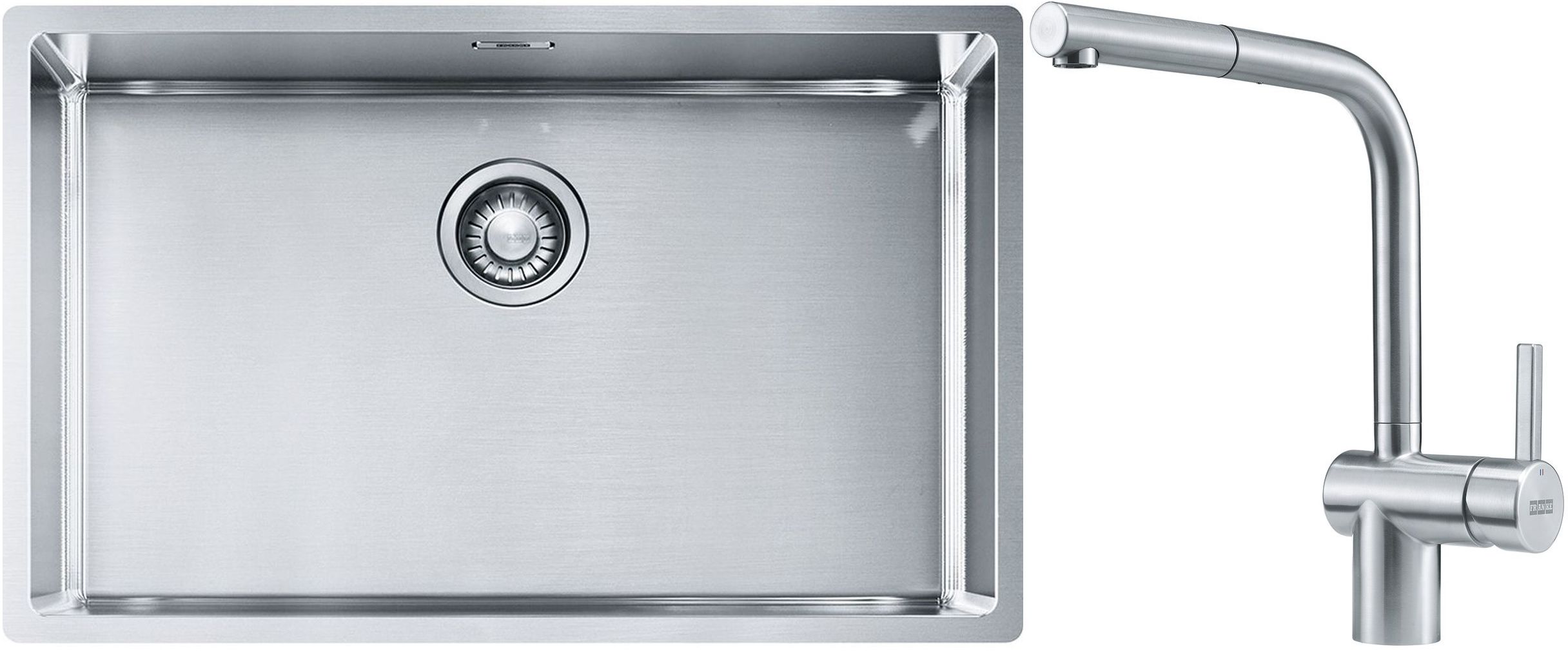 Satz stahlspüle Franke Box 127.0453.658, küchenarmatur Franke Atlas 115.0521.439